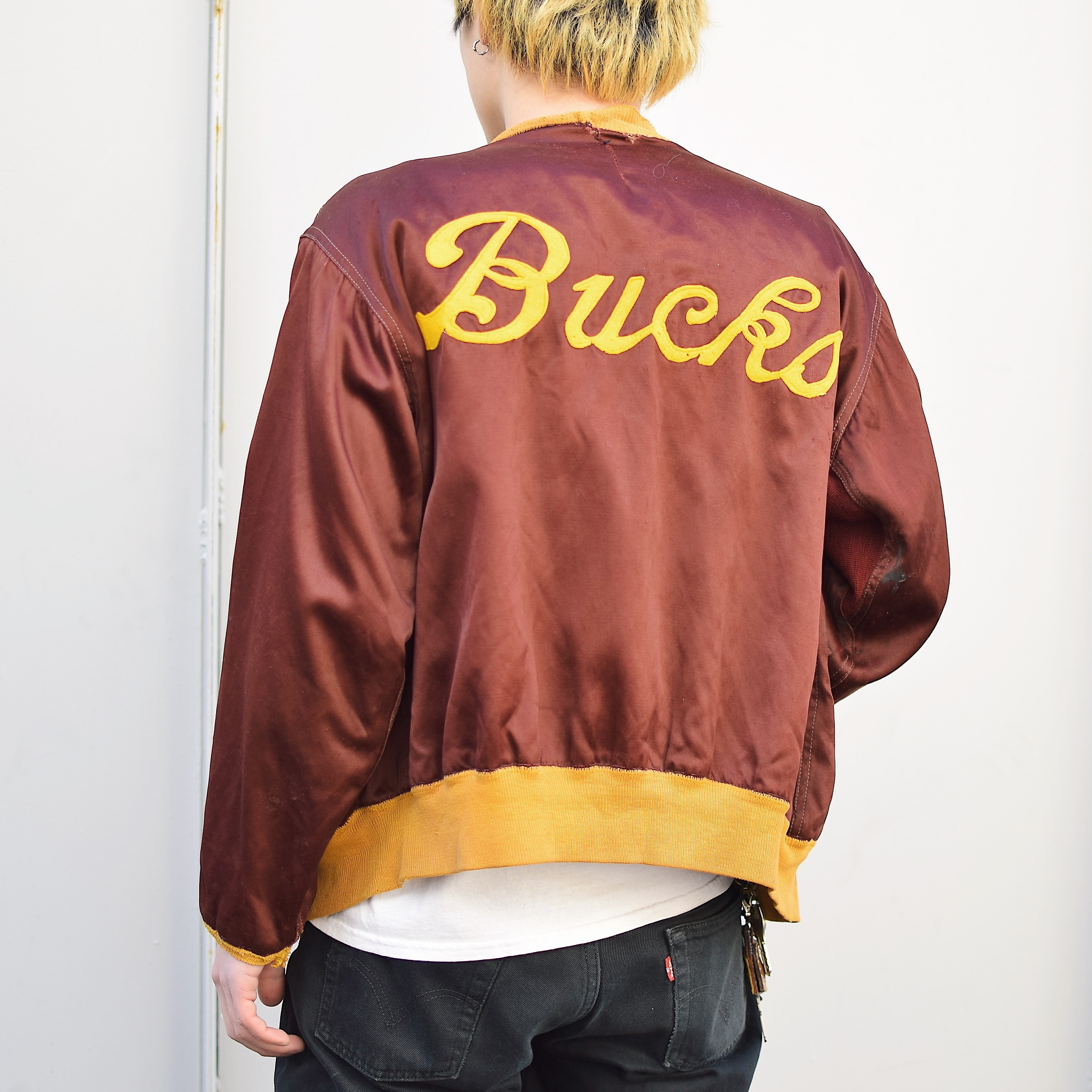 Vintage 40's【Wilson】"Bucks" Grunge Satin Jacket の画像 4