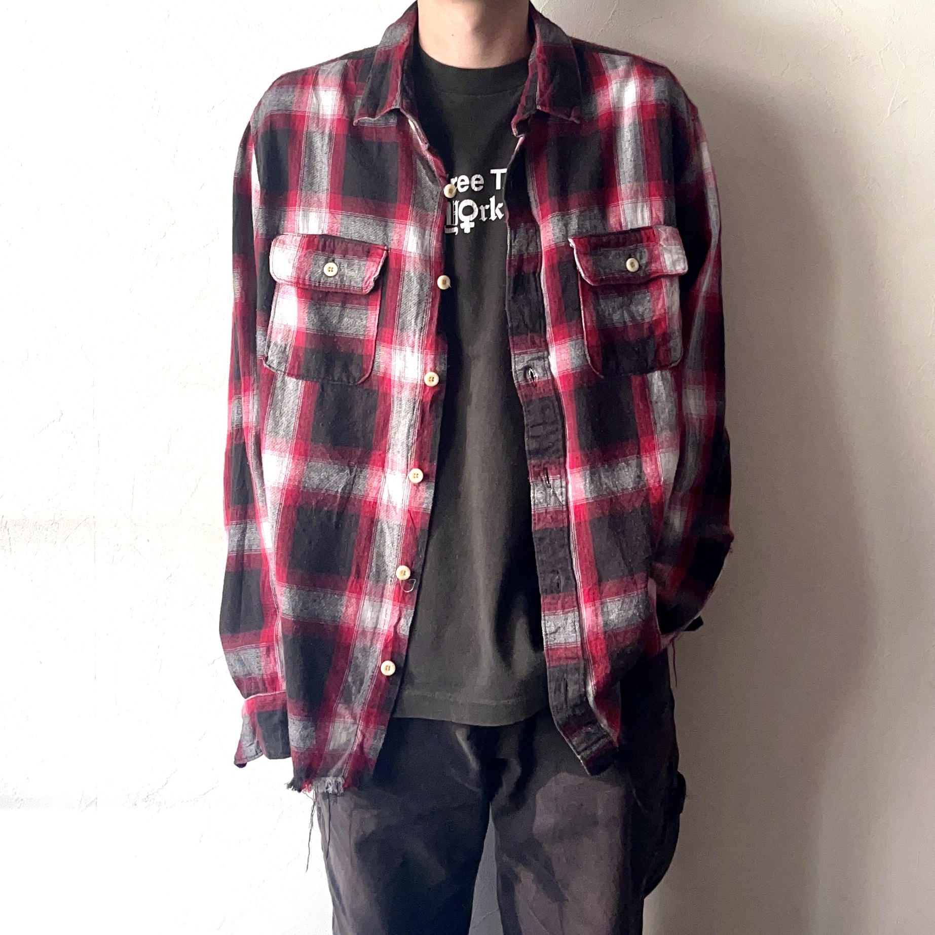 Vintage 90's Grunge Ombre Check Shirt の画像 3