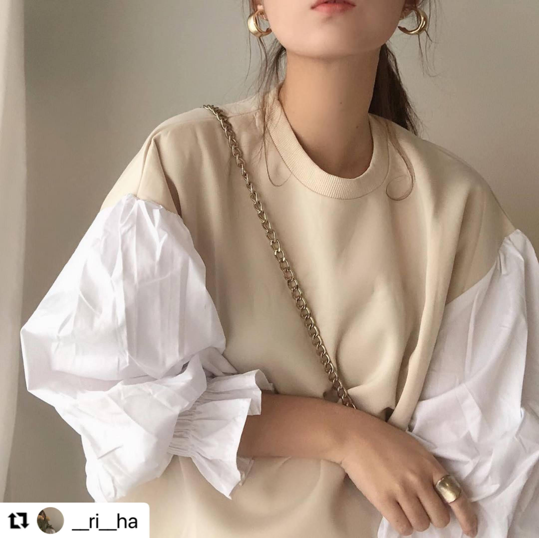 Id J174 ドッキング ボリューム袖 ランタン袖 ラテカラー 色素薄い系 カジュアルきれいめ 1カラー サイズm Xl Joujou Id J174 ドッキング ボリューム袖 ランタン袖 ラテカラー 色素薄い系 カジュアルきれいめ 1カラー サイズm Xl Joujou