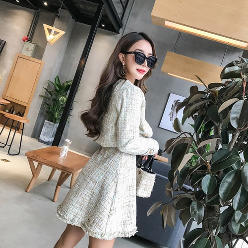 ツイード素材 ダブルボタン ジャケット ワンピース セットアップ ノースリーブ ａライン ミニ丈 レディース Manajily オルチャン 韓国 プチプラレディースファッション