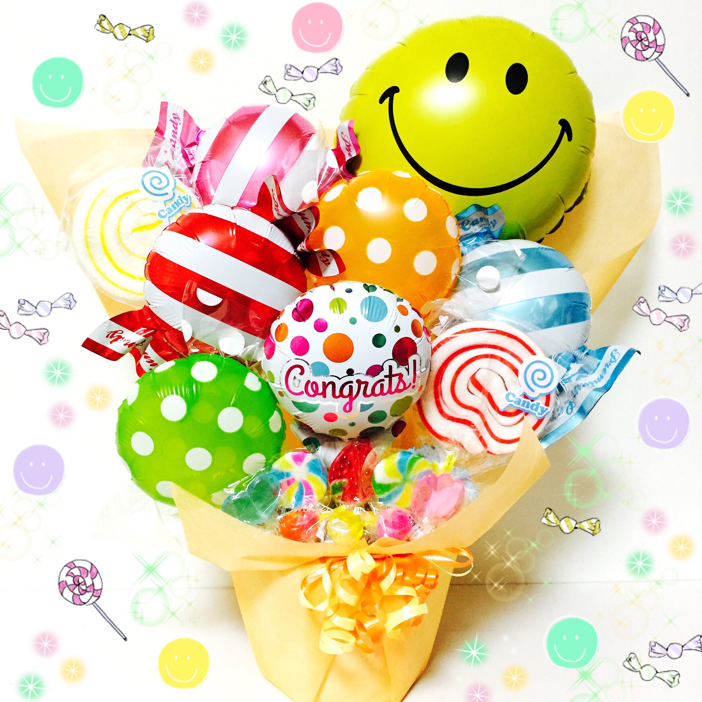 特大ペロペロキャンディ付き ニコちゃん キャンディブーケ バルーンギフト M Zballoon エムズバルーン 特大ペロペロキャンディ付き ニコちゃん キャンディブーケ バルーンギフト M Zballoon エムズバルーン