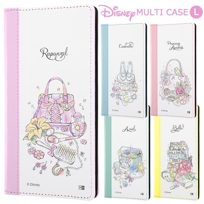 多機種対応 ディズニー プリンセス 汎用 手帳型ケース Flex Lサイズ 大きめ 手帳型 手帳 ケース カバー マルチ マルチケース シンデレラ オーロラ姫 アリエル ラプンツェル ベル カード収納 Galaxy Aquos Xperia Iphone Arrows 多機種 スマホケース スマホカバー S In