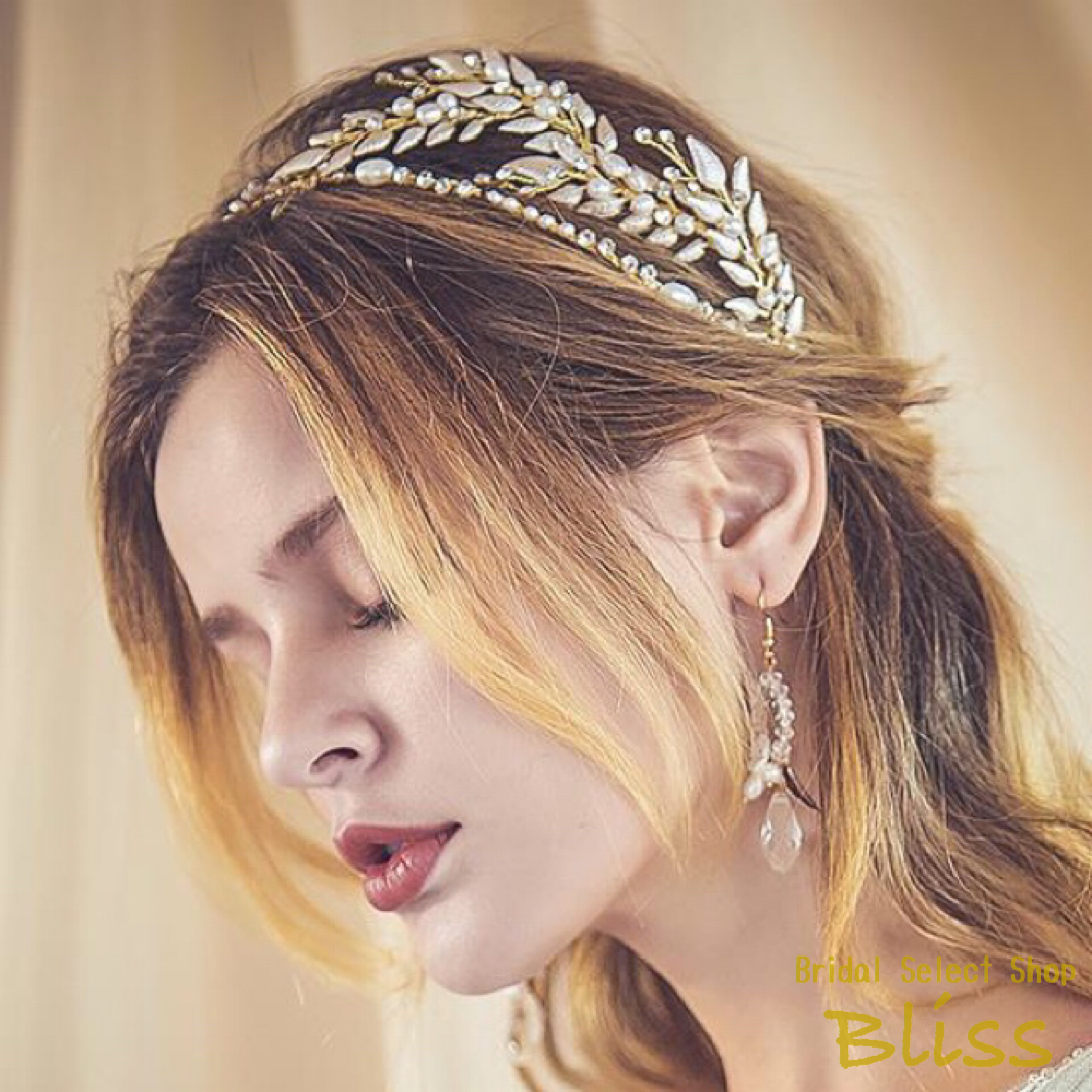 ウェディング アクセサリー ボタニカル リーフ カチューシャ ブライダル 髪飾り ブライダルセレクトショップ Bliss