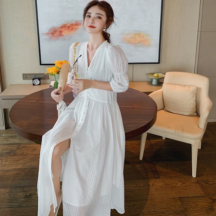 花柄ワンピース 花柄ワンピ ワンピース ワンピ 通販 通販ワンピース 通販ワンピ レディース 女性用 無地 花柄 フラワー Vネック スリット ハイウエスト 七分袖 ロング デート 旅行 リゾート 普段着 デイリー シンプル 大人かわいい 人気 定番 おすすめ デコルテ美人