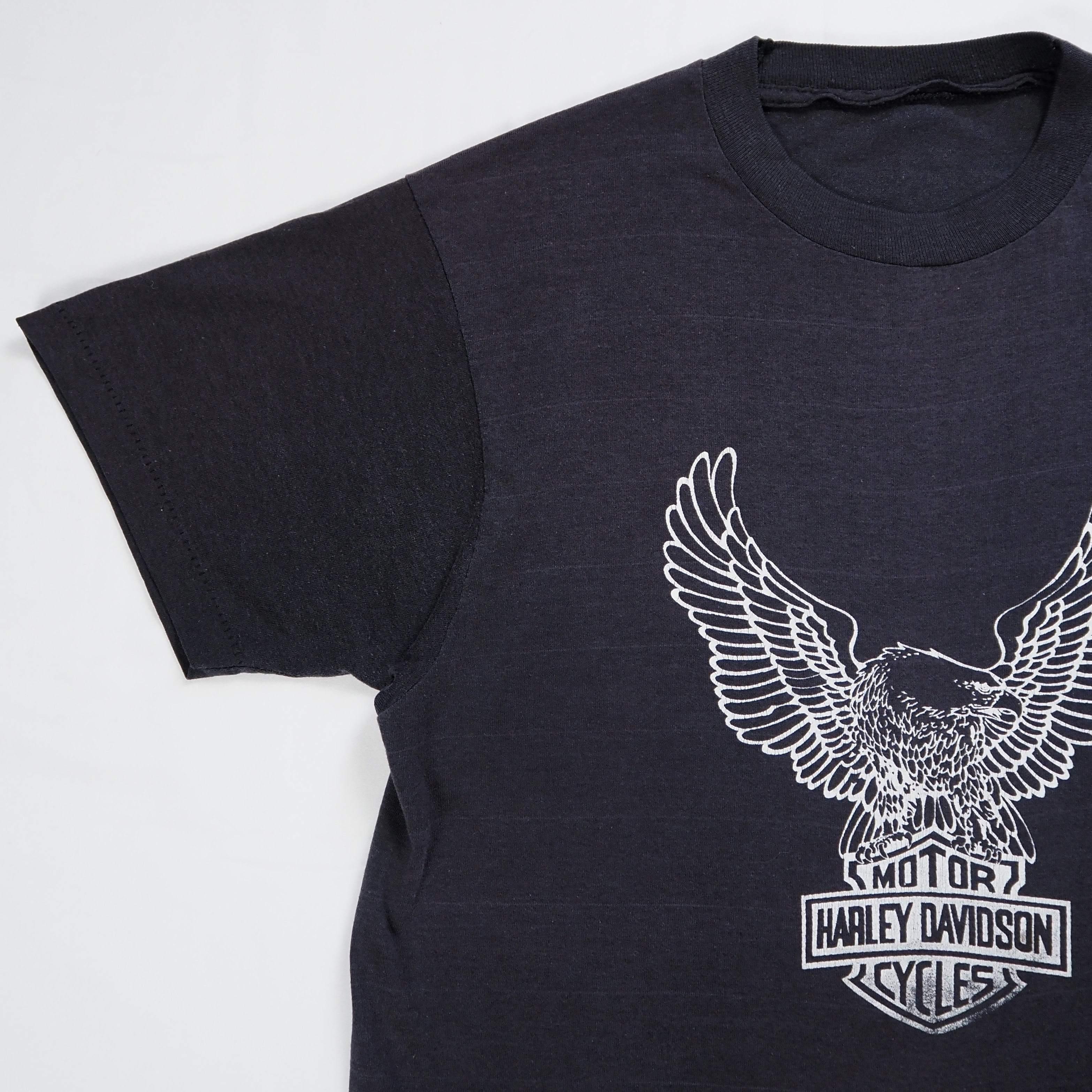 80’s Harley Davidson Print Tee フェードブラック S-Mサイズ程度 の画像 3