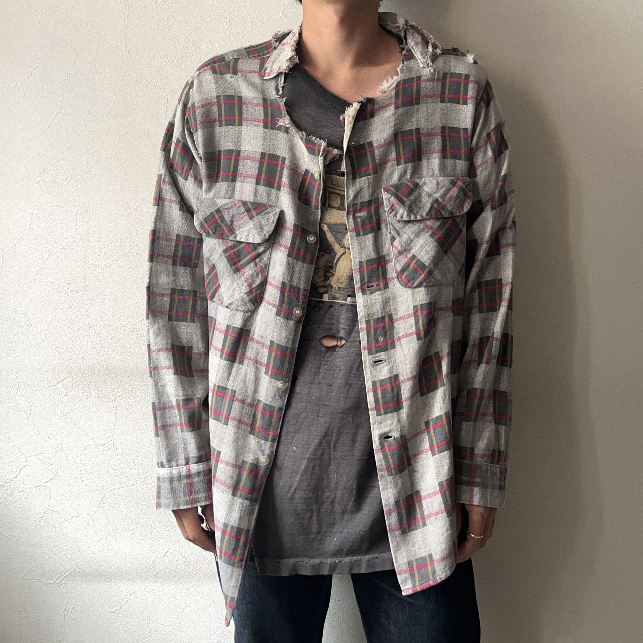 Vintage 60〜70's【BRENT】Grunge Print Flannel Shirt の画像 3