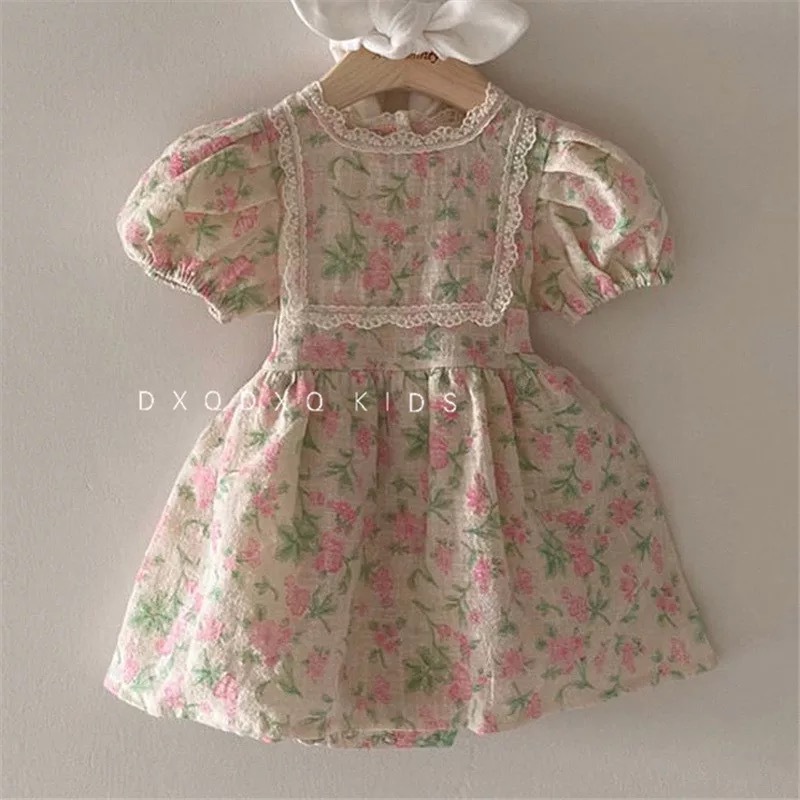 花 ワンピース 夏 女の子 ベビー キッズ レース グリーン ピンク Ayu Select