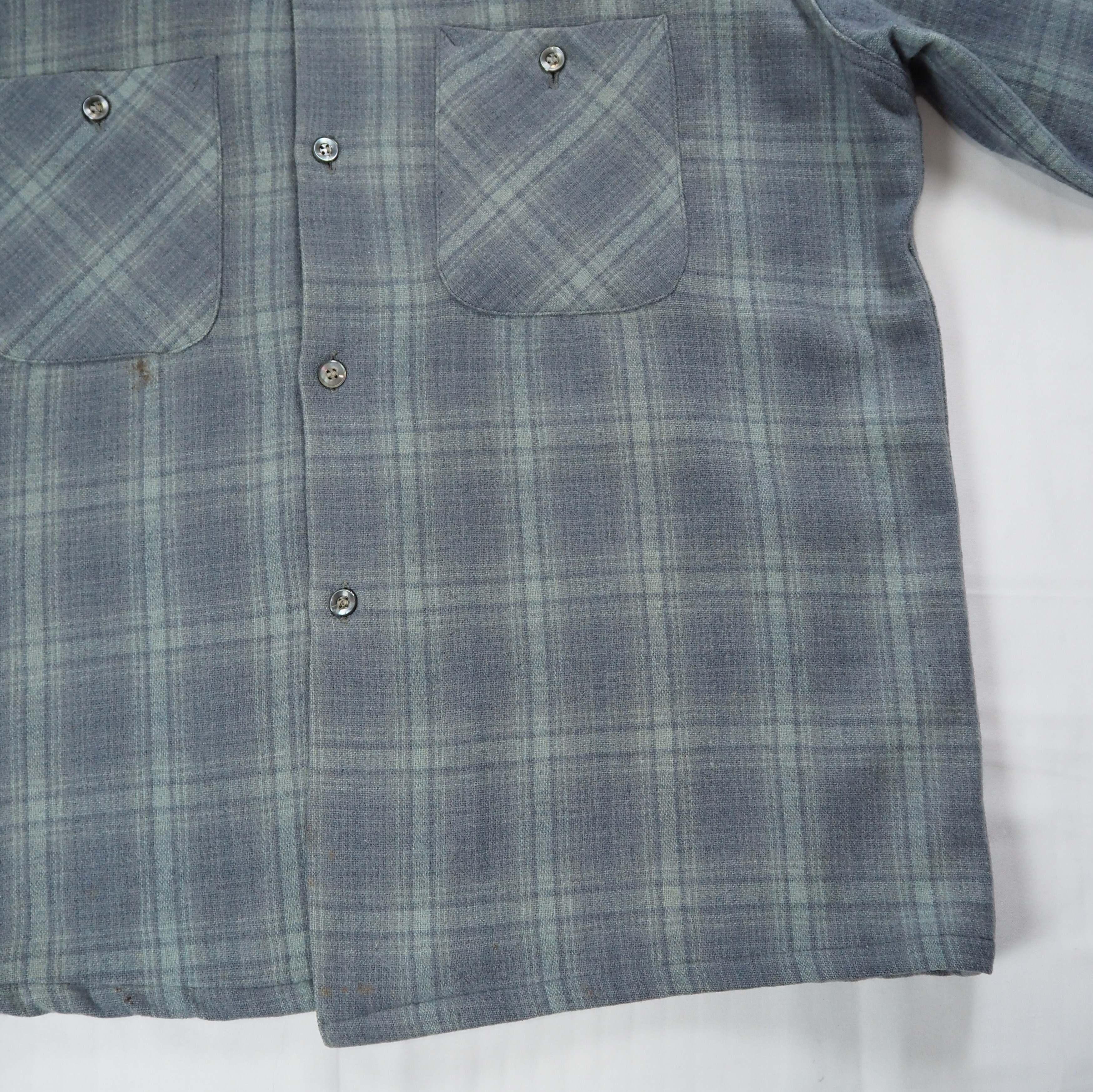 【9/23 20:00入荷】50's Pilgrim ウールシャツ グレー×ライトグリーン の画像 10