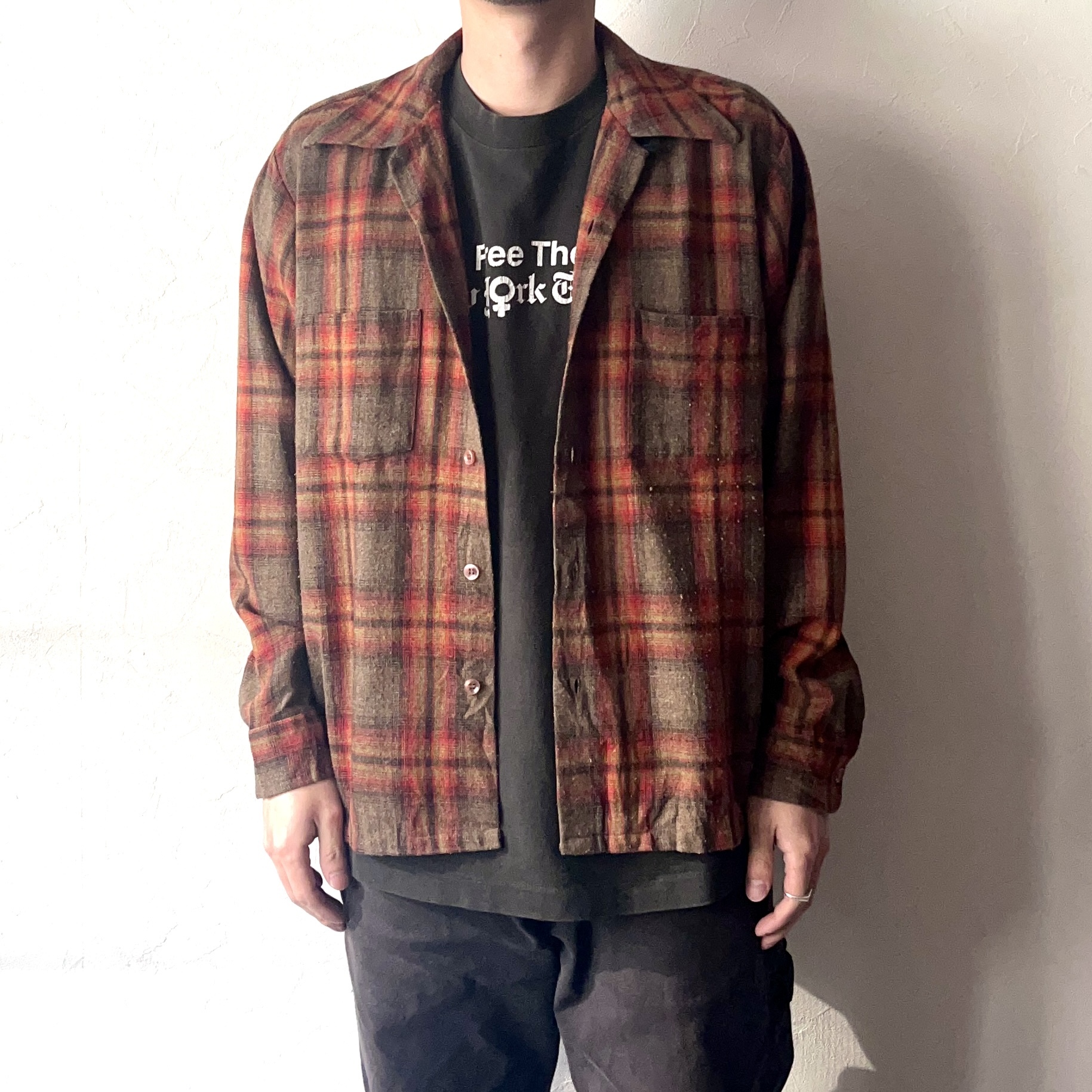 Vintage 60～70's【Sears】Open Collar Wool Check Shirt の画像 3