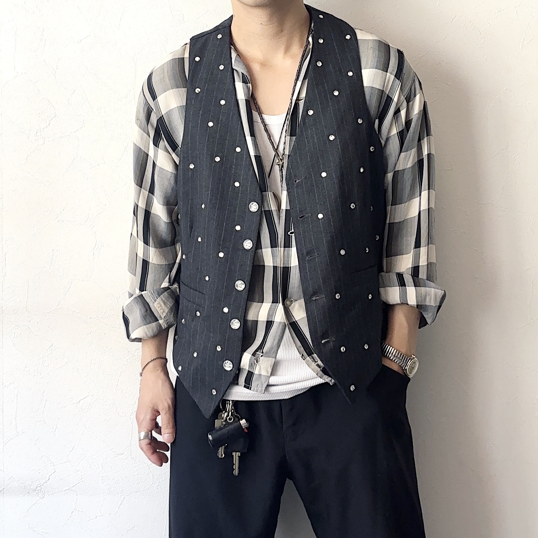 Vintage 60's【KOLESPORT】Grunge Rayon Check Shirt の画像 5