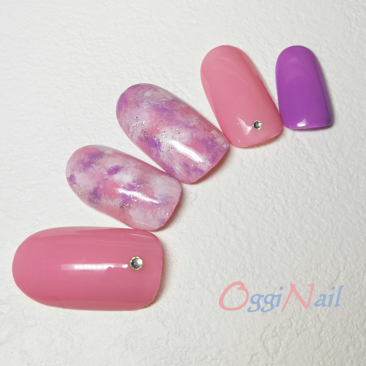 タイダイネイル ピンク パープル Nt 043 ブライダルネイル のお店 Oggi Nail Shop