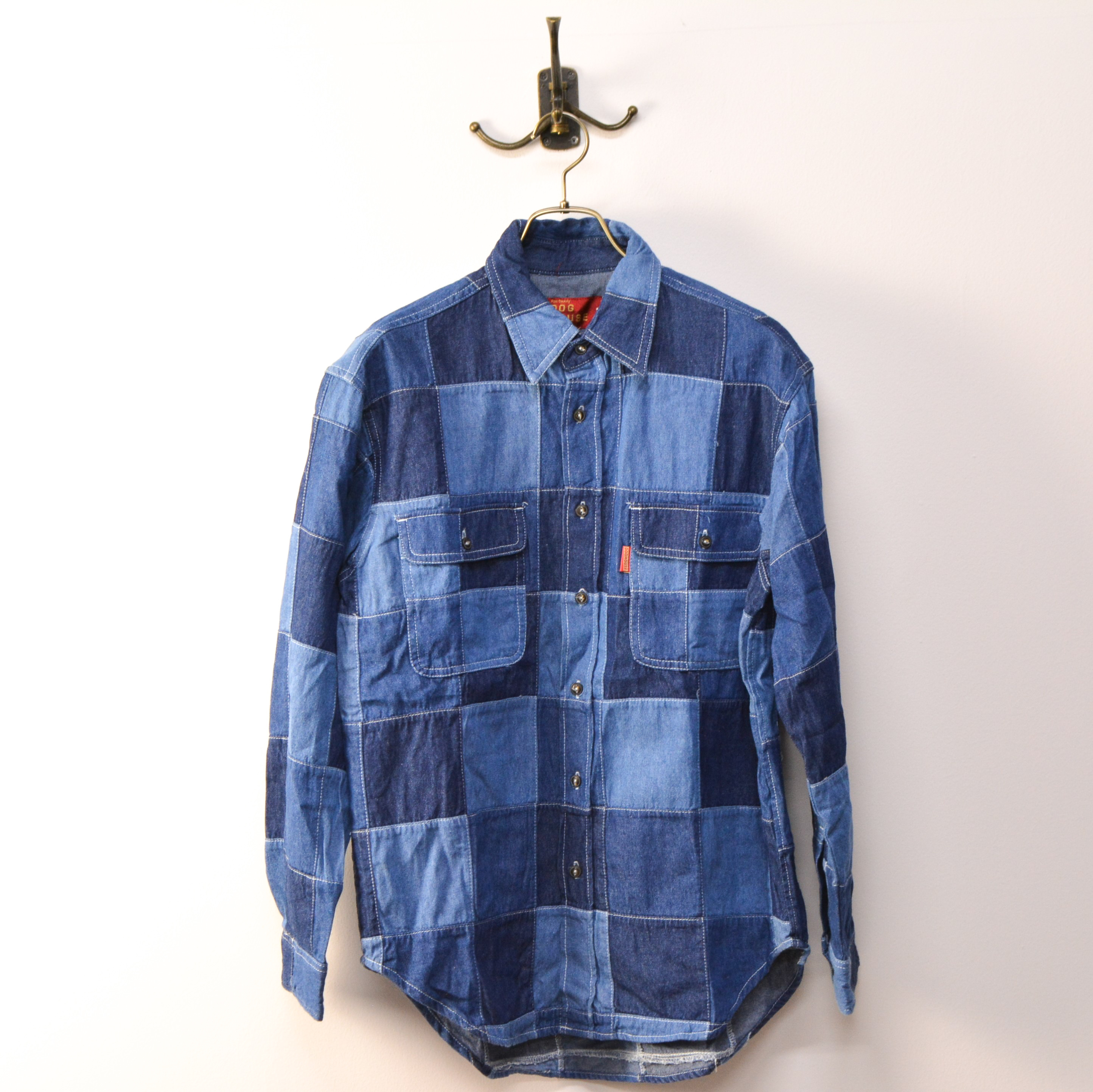 古着 メンズ Dog House パッチワーク デニムシャツ 長袖 ロング