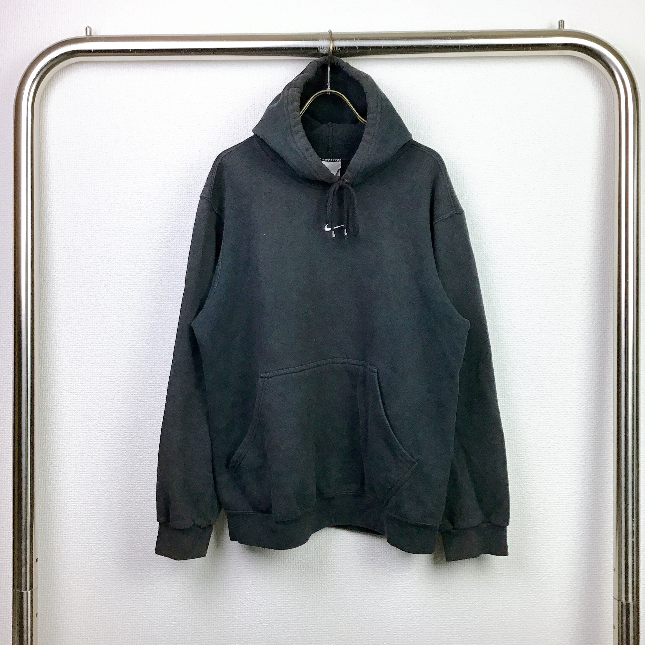 希少 90s Nike ナイキ センターロゴ パーカー 黒 ミニスウッシュ M Rico Clothing
