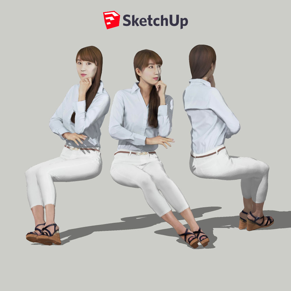 SketchUp素材 3D人物モデル ( Posed ) 009_Rika - 画像1