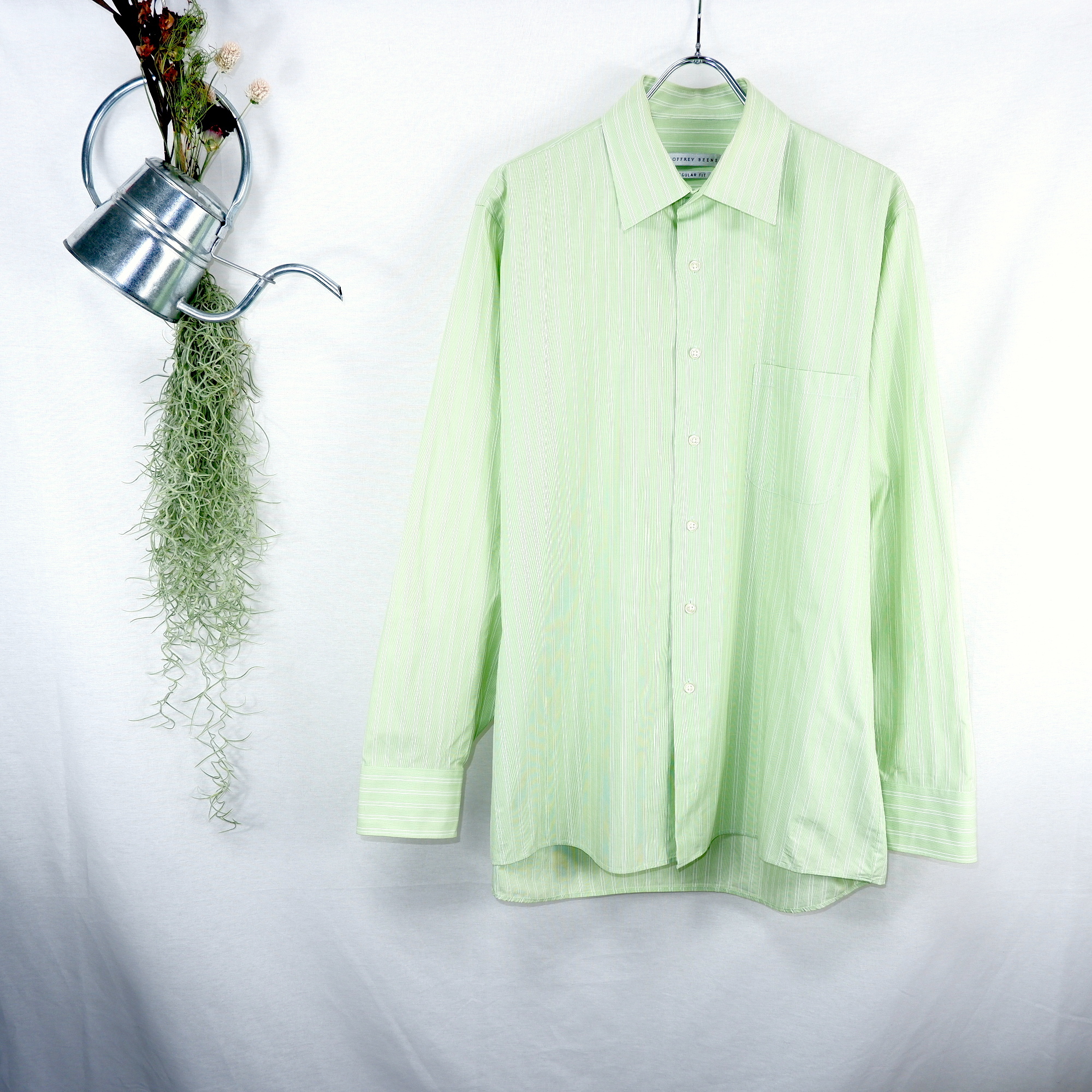 に付ける 溶岩 検索エンジンマーケティング 緑 ストライプ シャツ Butahachido Jp