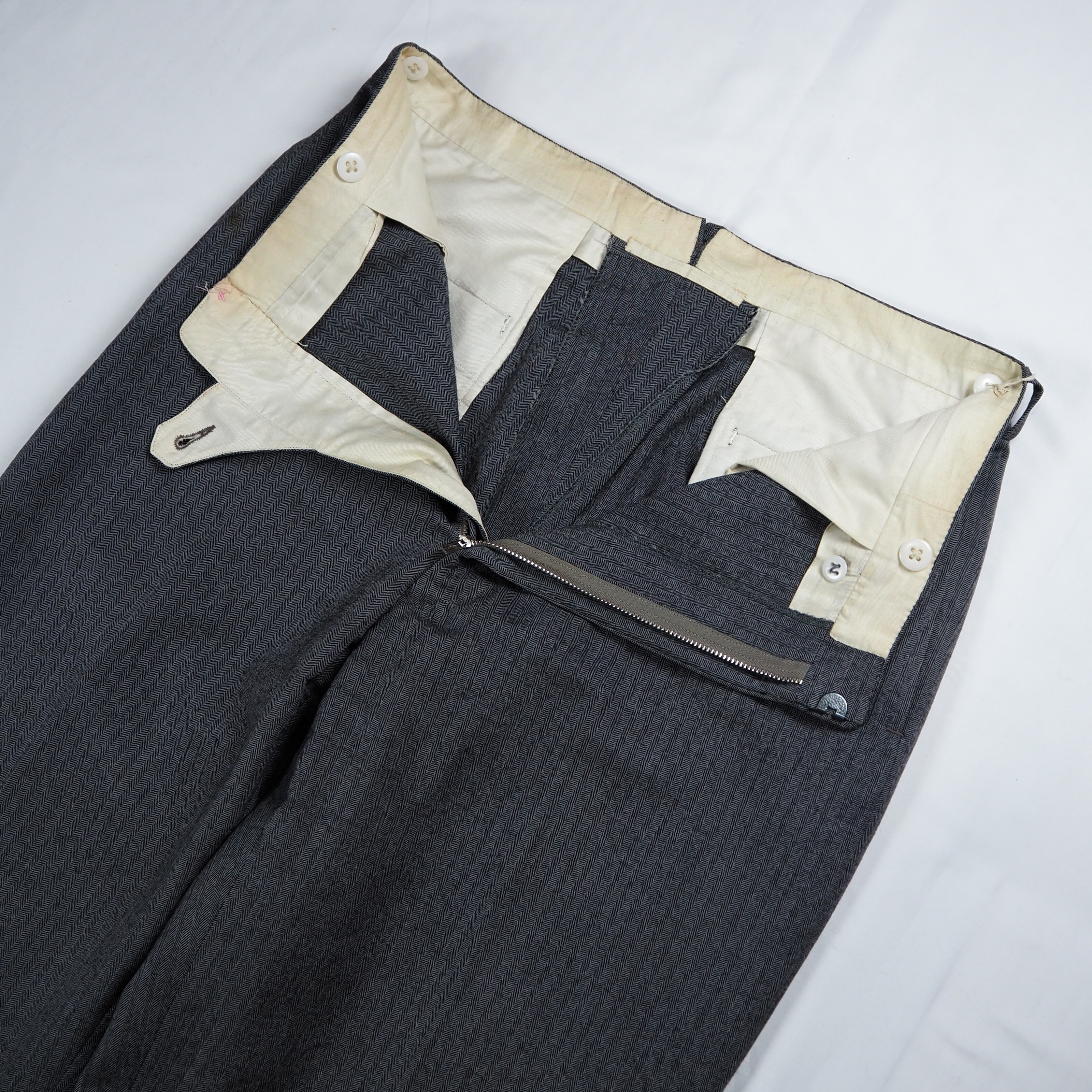 【9/23 20:00入荷】50's ウールスラックス グレー タロンジップ ノータック の画像 8