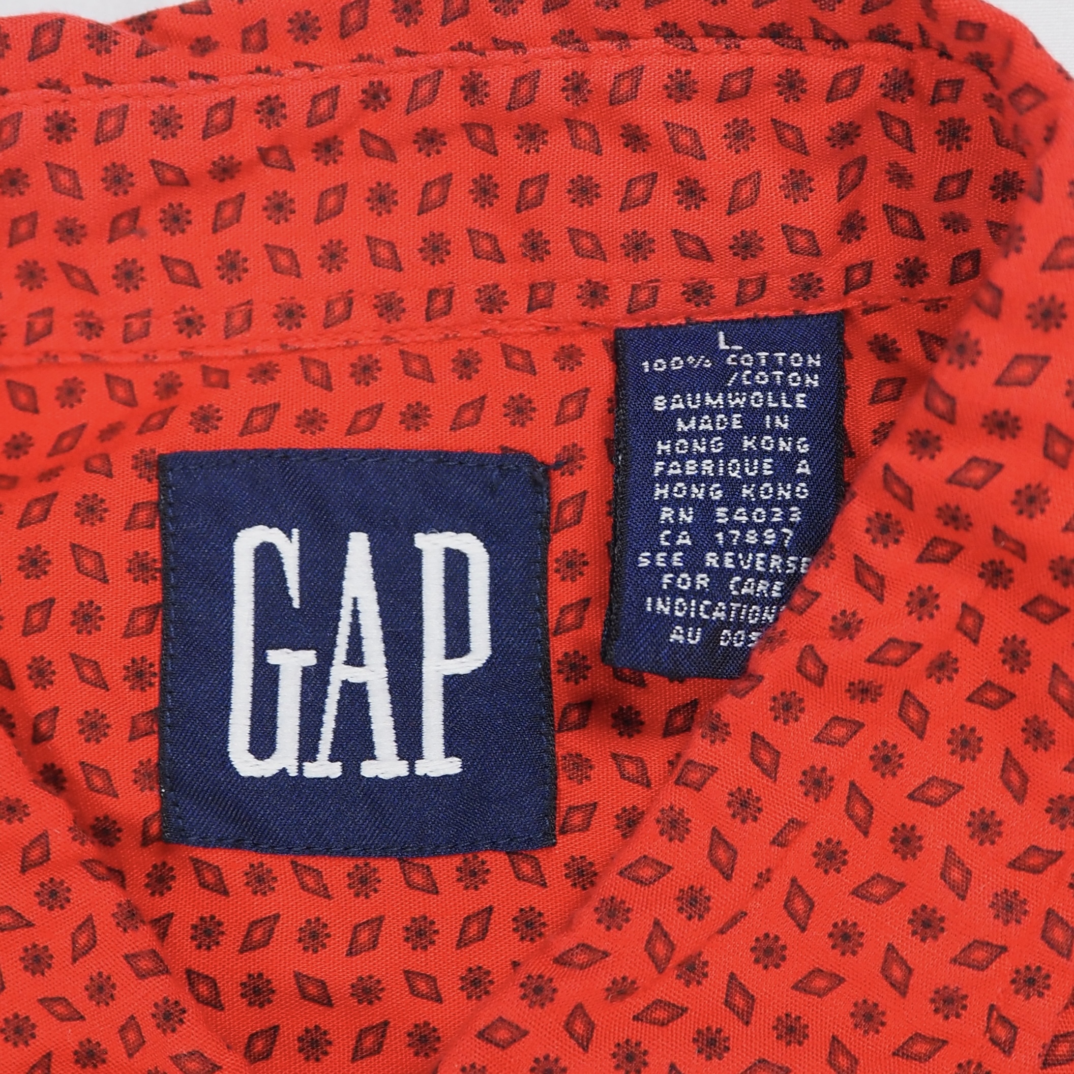 90’s OLD GAP コットンシャツ Lサイズ レッド の画像 5