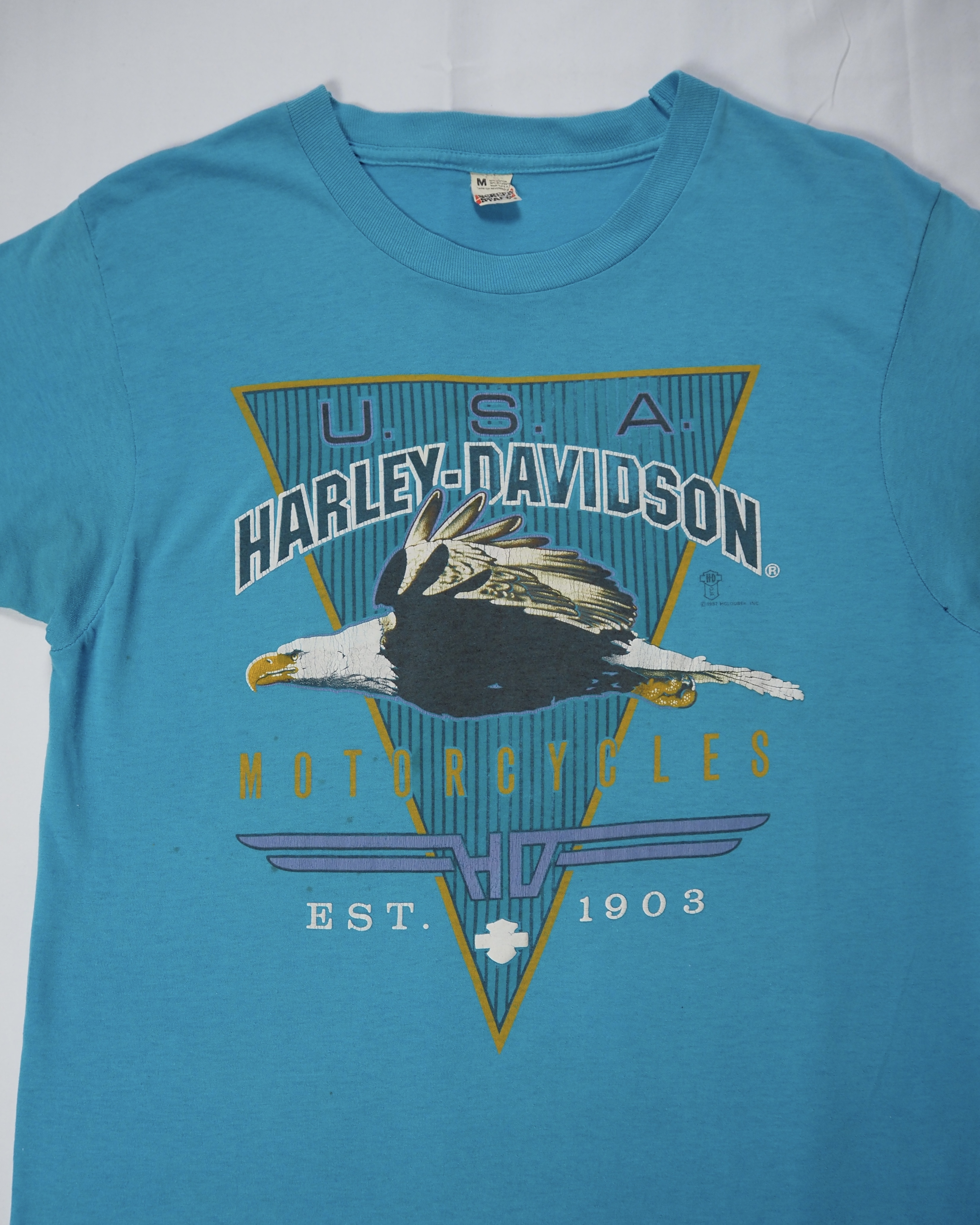 80’s Harley Davidson Tシャツ 水色 Mサイズ の画像 4