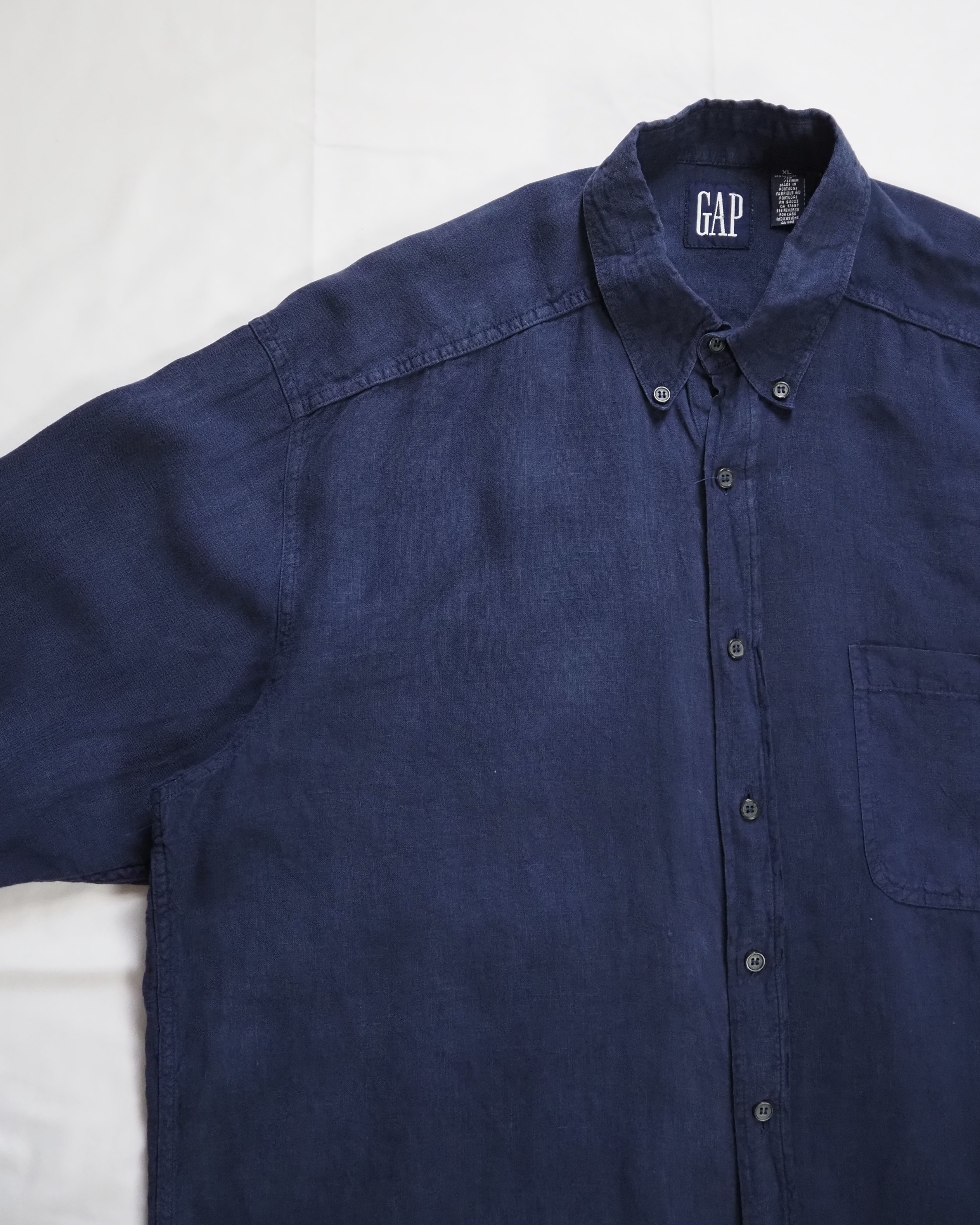 90’s OLD GAP リネンシャツ ネイビー XL の画像 2