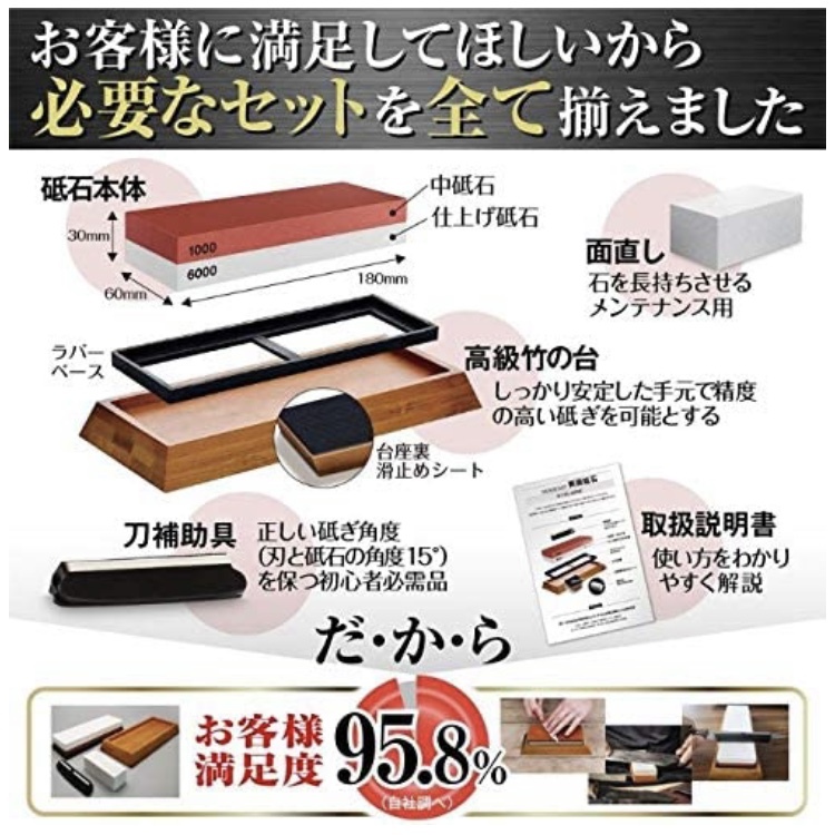 Neshexst 雑誌ドゥーパ 掲載モデル 剛力砥石 包丁 研ぎ石 両面砥石 セット 1000 6000 料理人推薦 ベッレ ドンネ