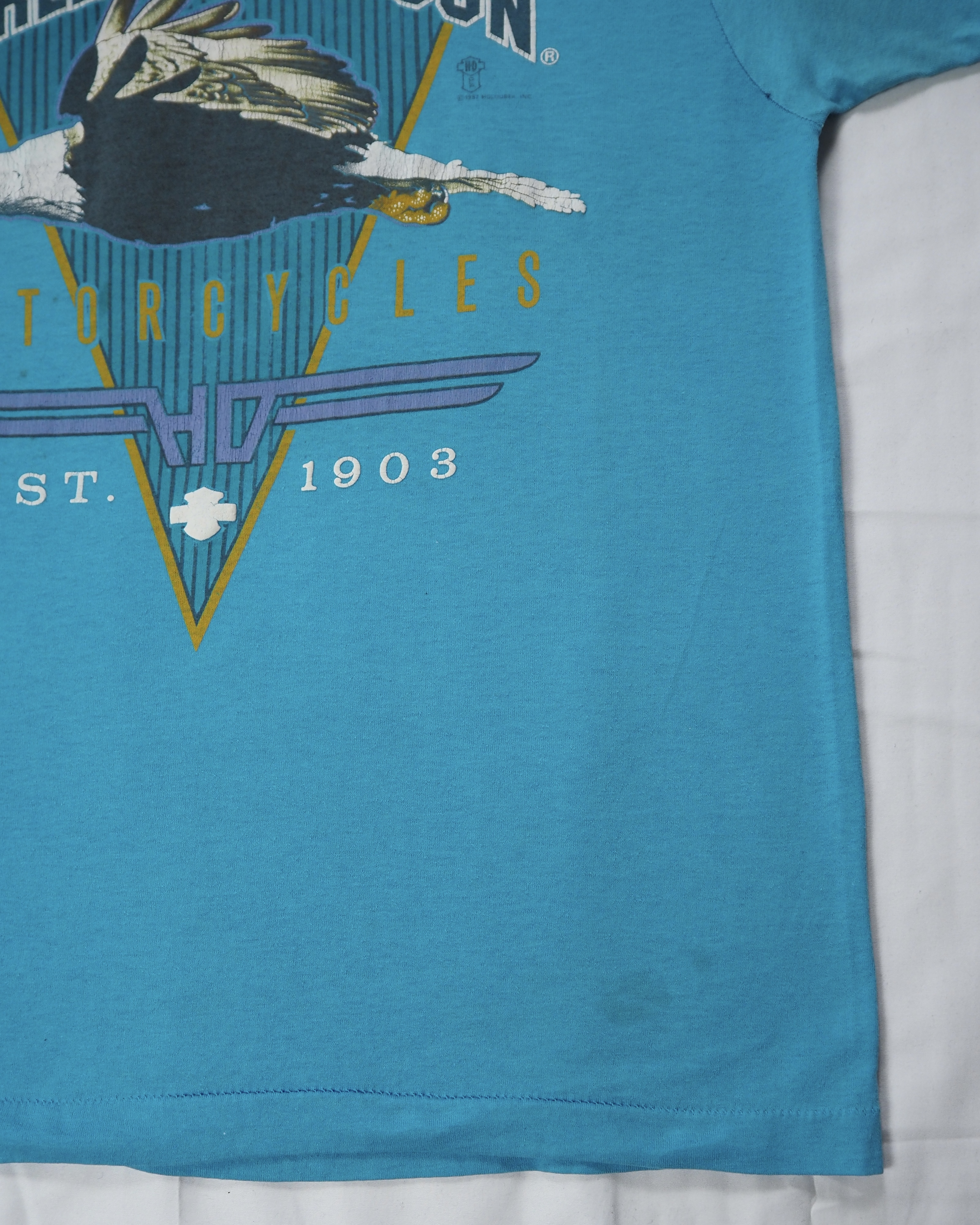 80’s Harley Davidson Tシャツ 水色 Mサイズ の画像 9