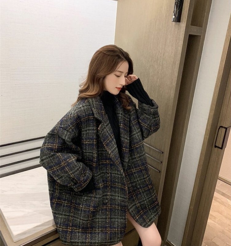 ツイードコート ミドル丈 コート ジャケット チェック ツイード 可愛い 秋 冬 着回し 重ね着 カジュアル フォーマル レディース Ol 大きい Ichain