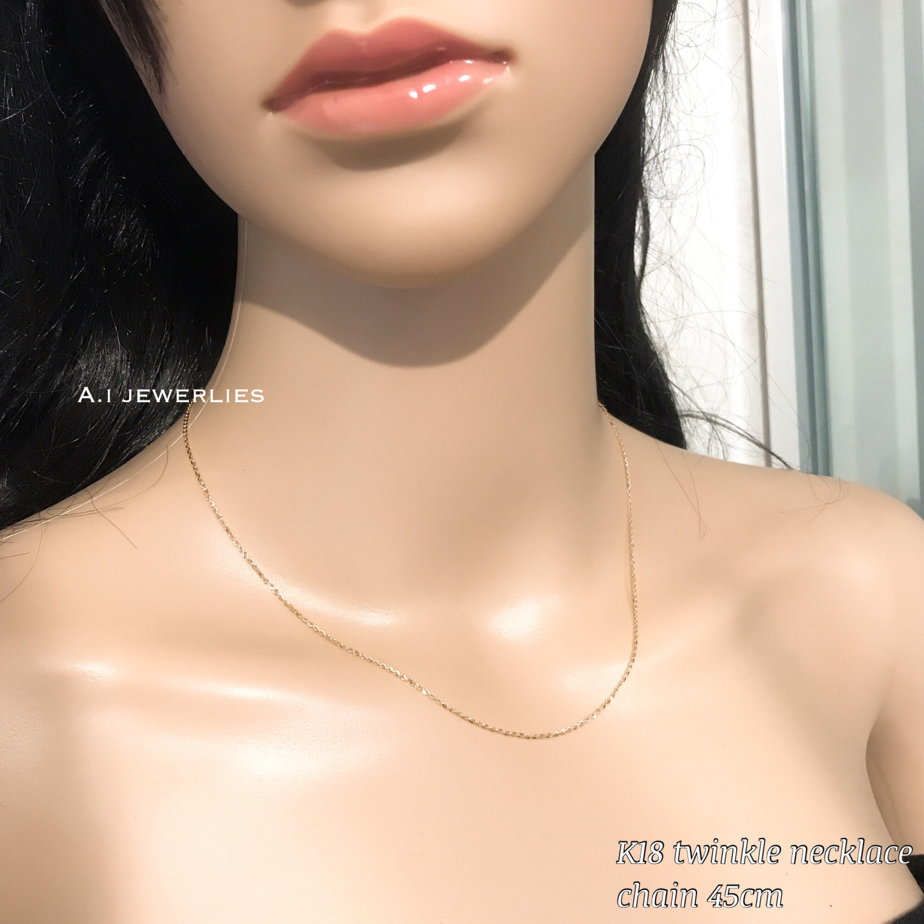 ネックレス K18 45センチ 18金 トゥインクル デザイン ネックレス チェーン スライドアジャスター付き 男女兼用 K18 Necklace Chain 45cm With Slide Adjuster A I Jewelries エイアイジュエリーズ ネックレス K18 45センチ 18金 トゥインクル デザイン ネックレス チェーン スライドアジャスター付き 男女兼用 K18 Necklace Chain 45cm With Slide Adjuster A I Jewelries エイアイジュエリーズ