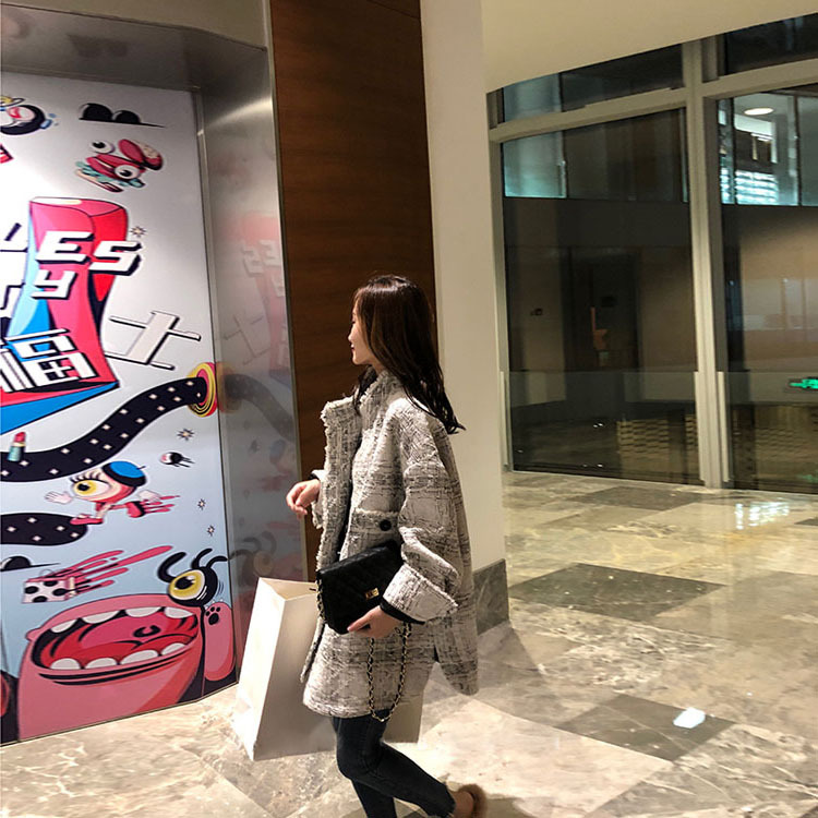 グレンチェック柄 フェミニン ガーリー きれいめ コート レディース 韓国 オルチャン ファッション 秋服 冬服 レディース 韓国服 風