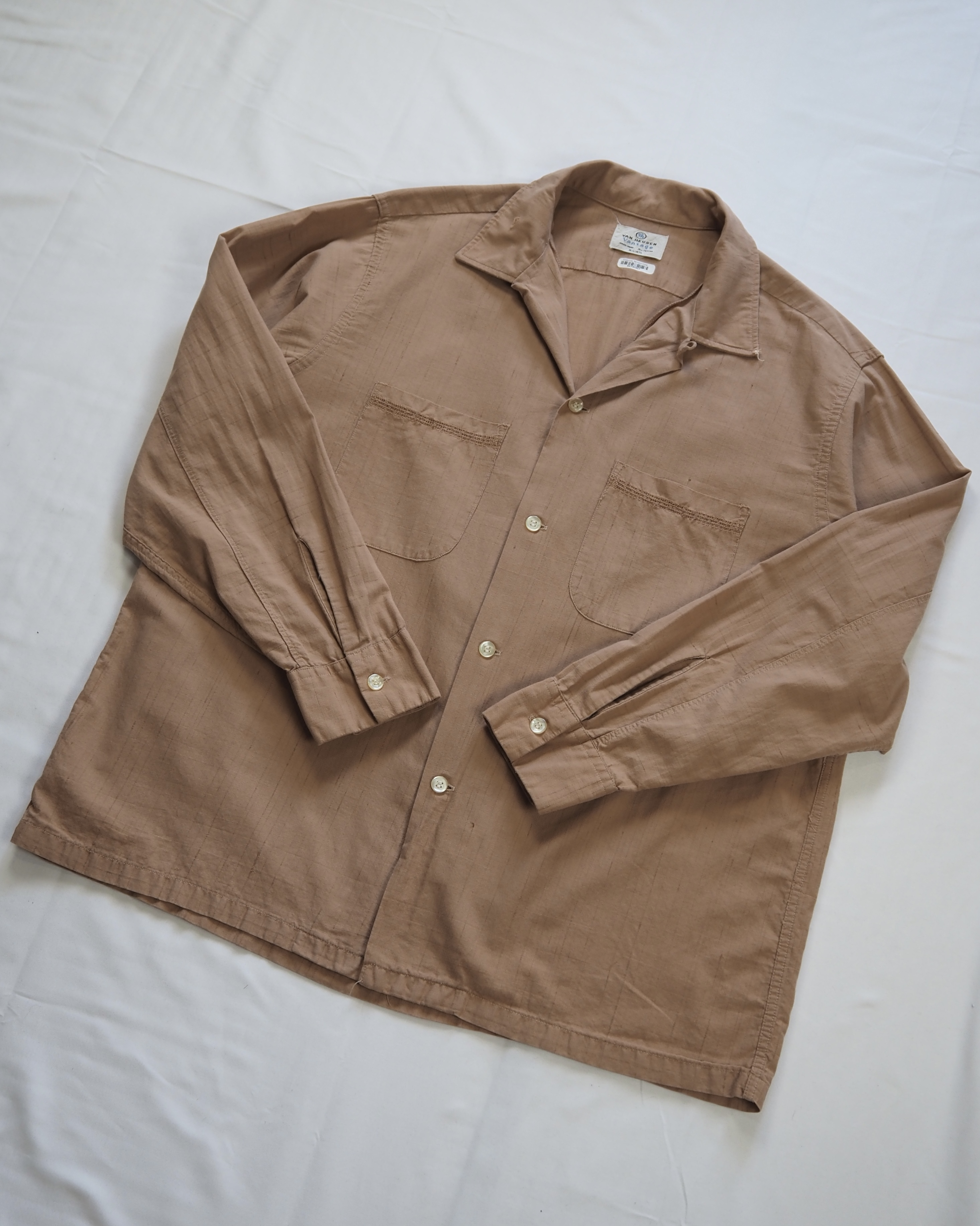 【5/6(水) 20:00入荷】60’s Van Heusen コットンシャツ Lサイズ ブラウン の画像 3