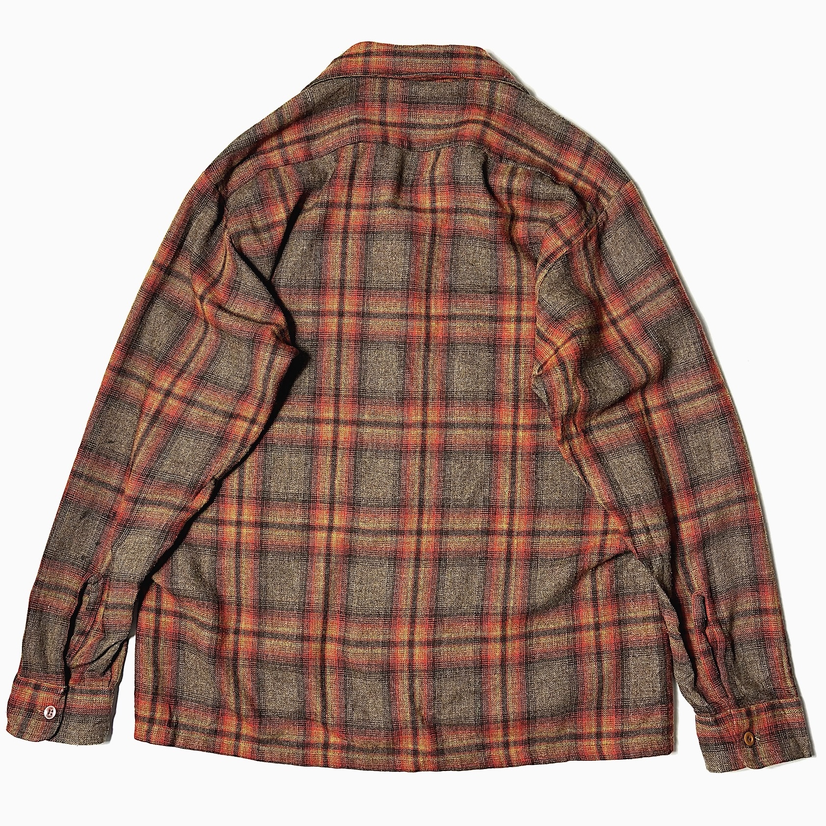 Vintage 60～70's【Sears】Open Collar Wool Check Shirt の画像 2