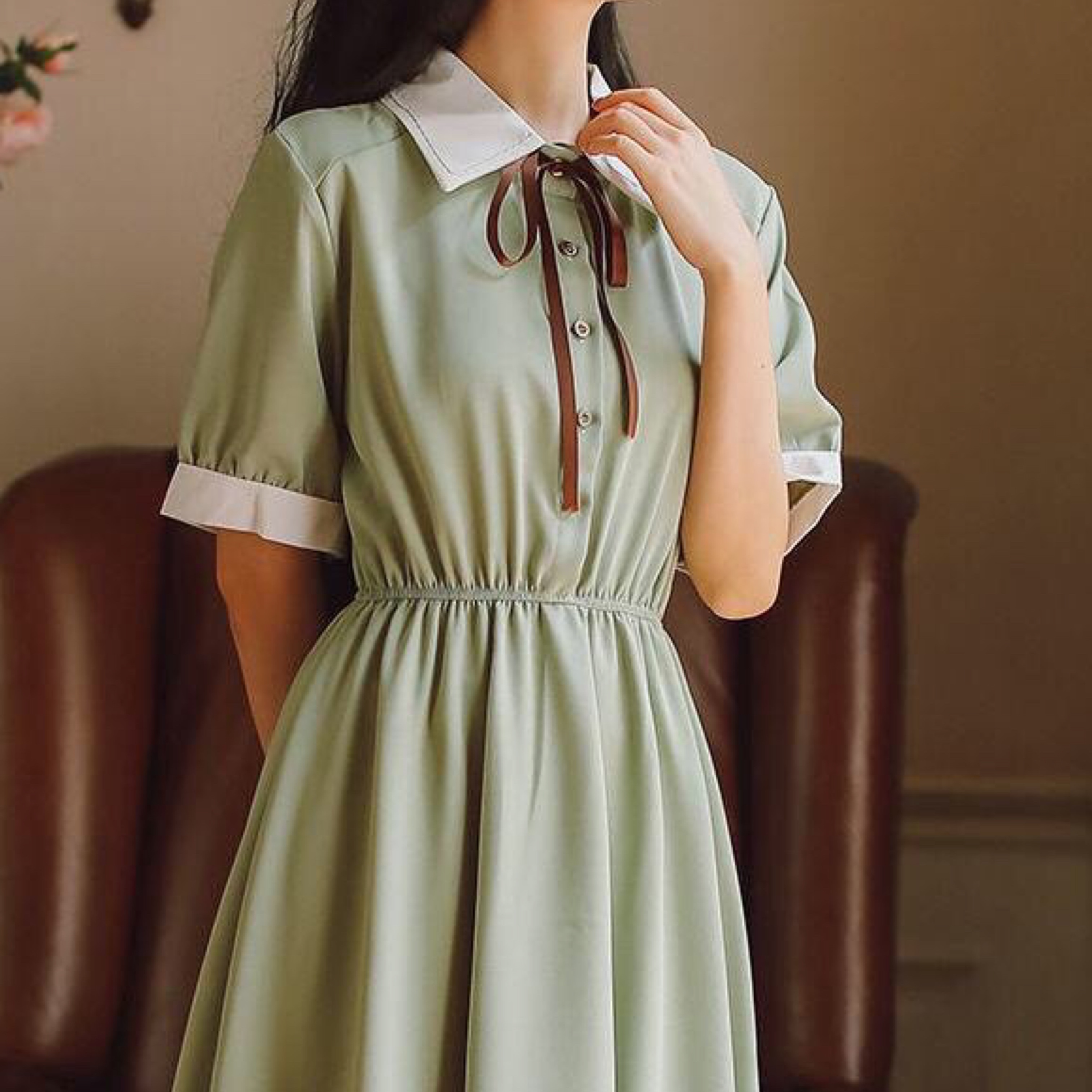レトロガーリー スウィートカジュアルワンピース B0347 Retro N