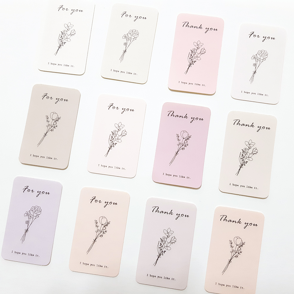 Giftシール 花束 ピンクベージュ 30枚入り 文字変更可能 サンキューシール ショップシール Thankyou For You ラベルシール Acubi Drops