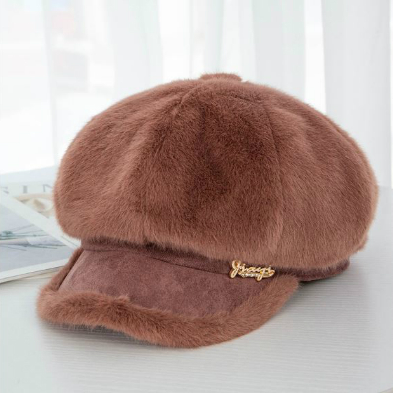 帽子 キャスケット レディース 秋 冬 ハット ふかふか ファー フェイクファー 素材 防寒 小顔効果 Homarina 通販ショップ