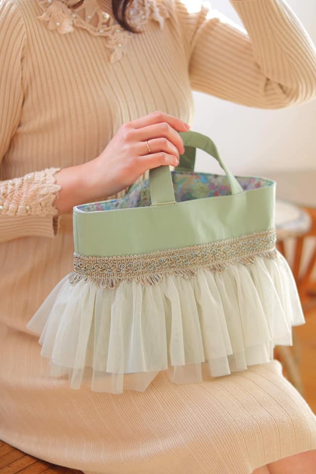 ジョリーグリーン チュールバッグ 2段チュール アクアゴールド Licorne Fleur