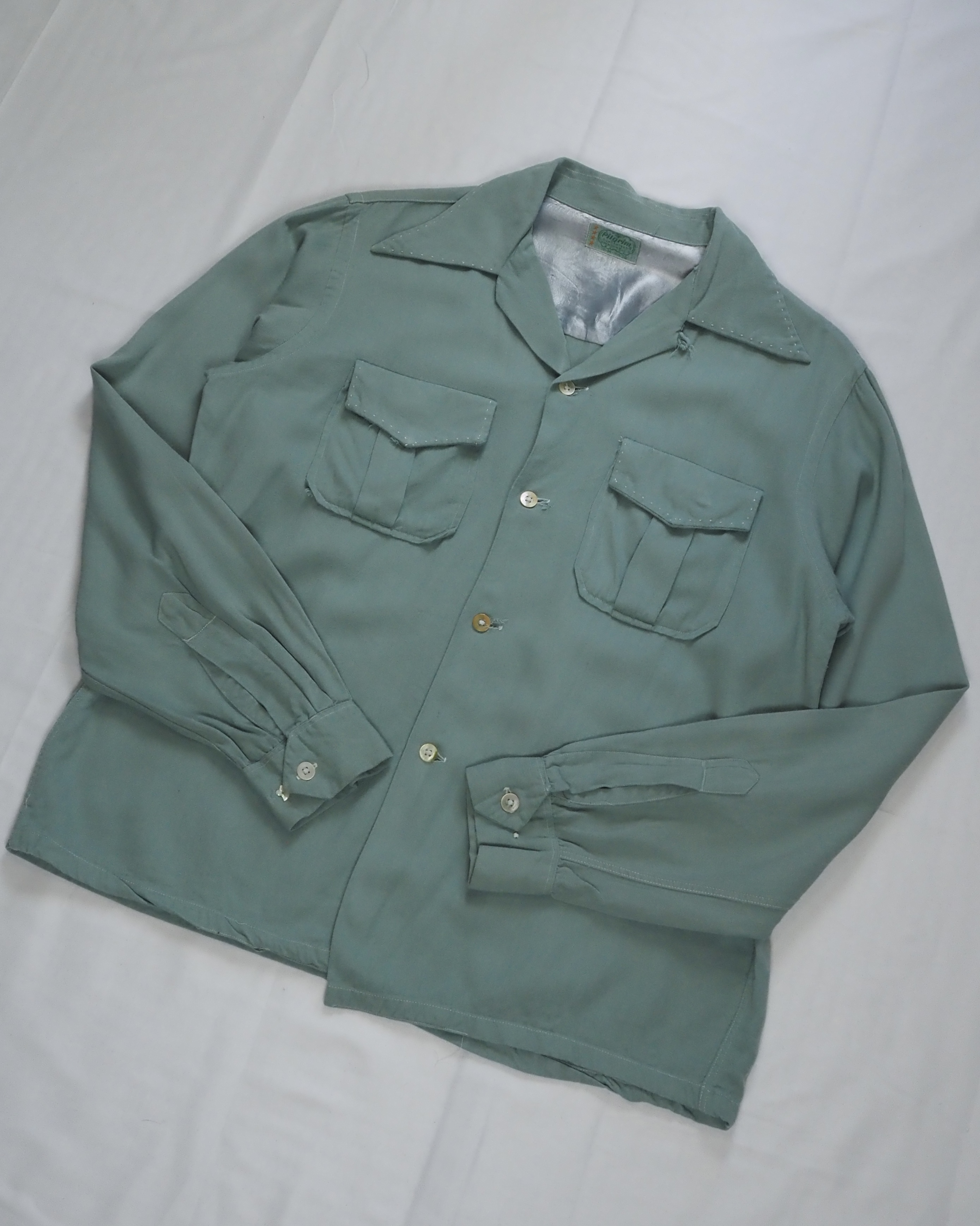 【5/6(水) 20:00入荷】50’s Pilgrim レーヨンシャツ ミントグリーン の画像 2
