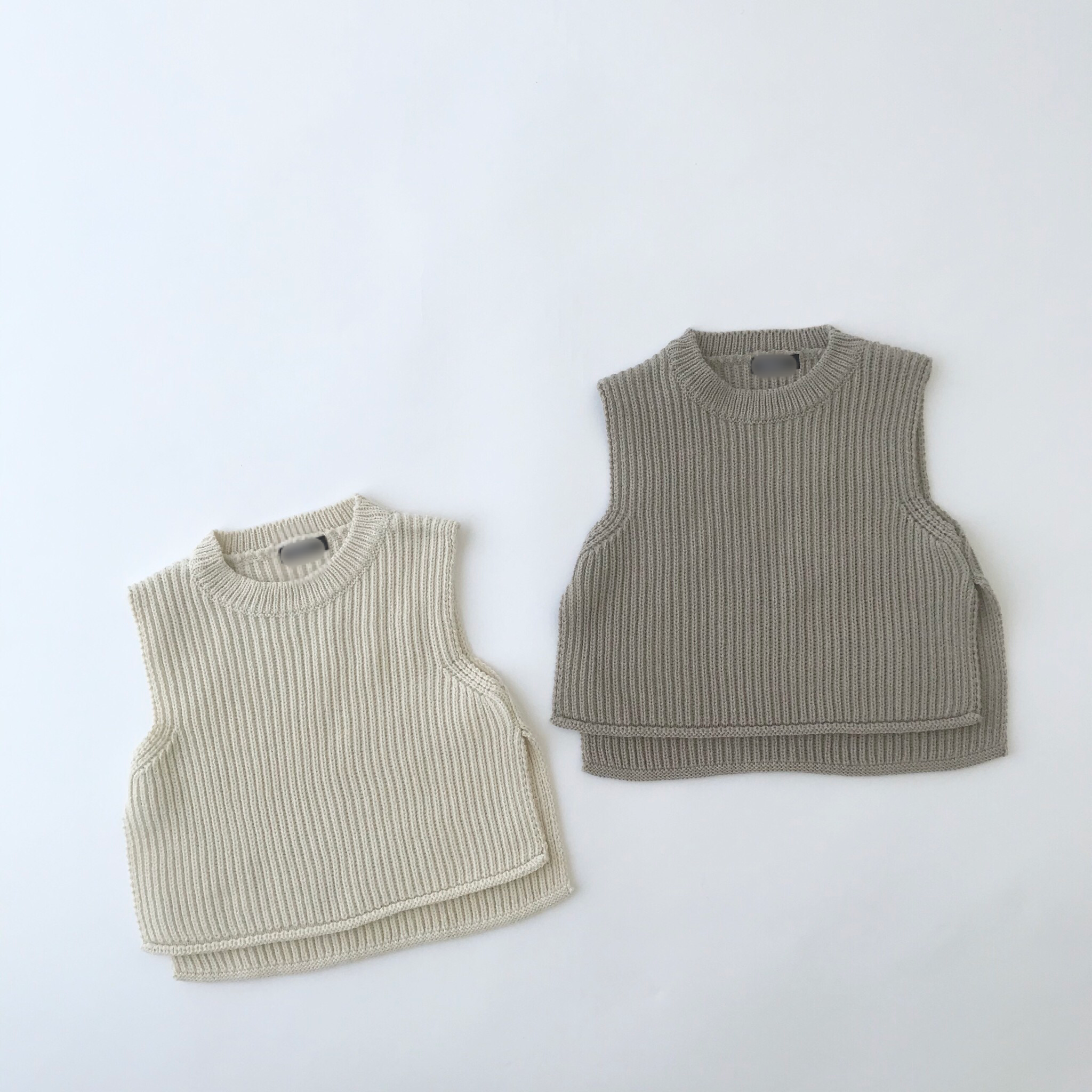Kids スリットニットベスト 韓国子供服 Bisque びすく