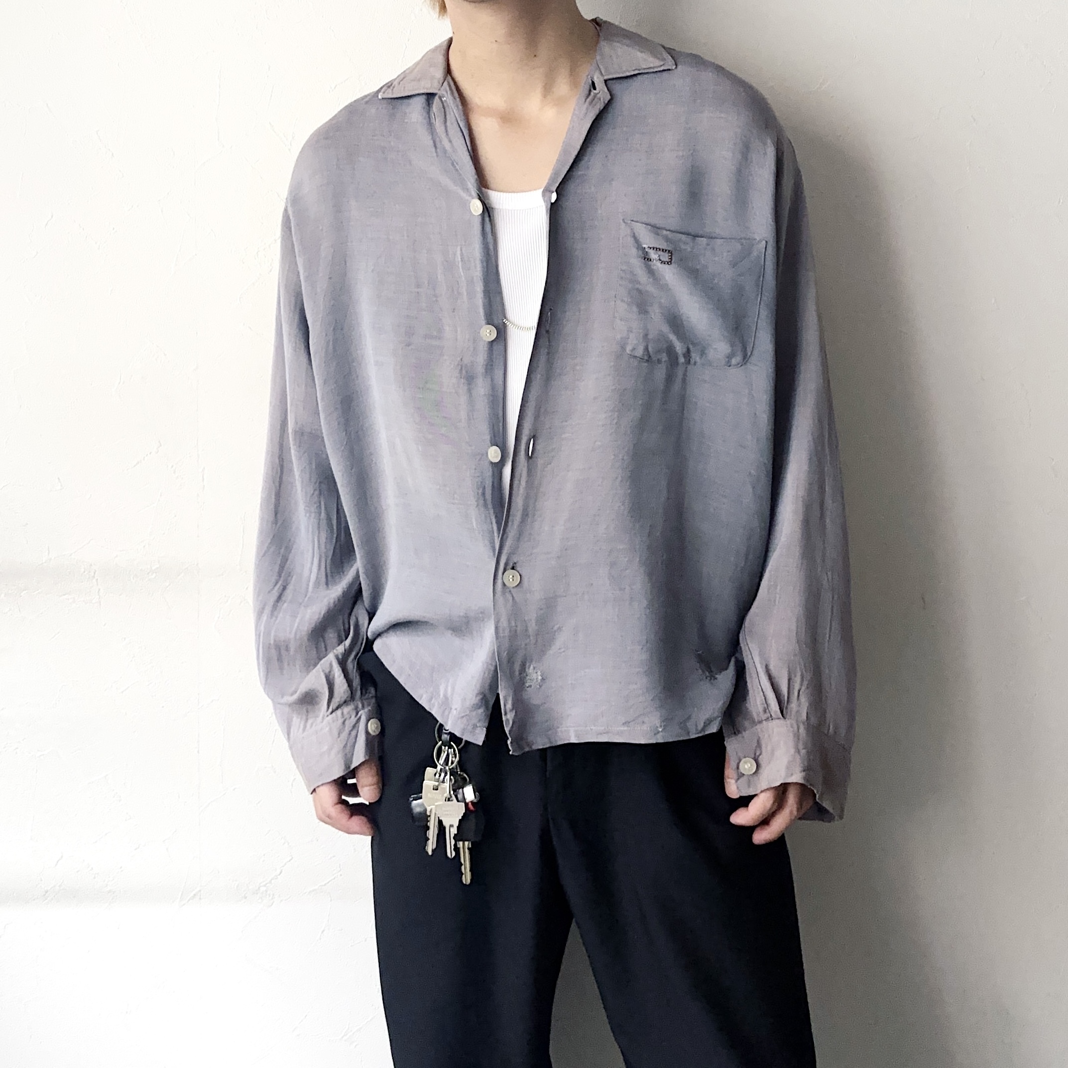 Vintage 60's【TRI-TOWNE Classics】Rayon Open Collar Shirt の画像 3