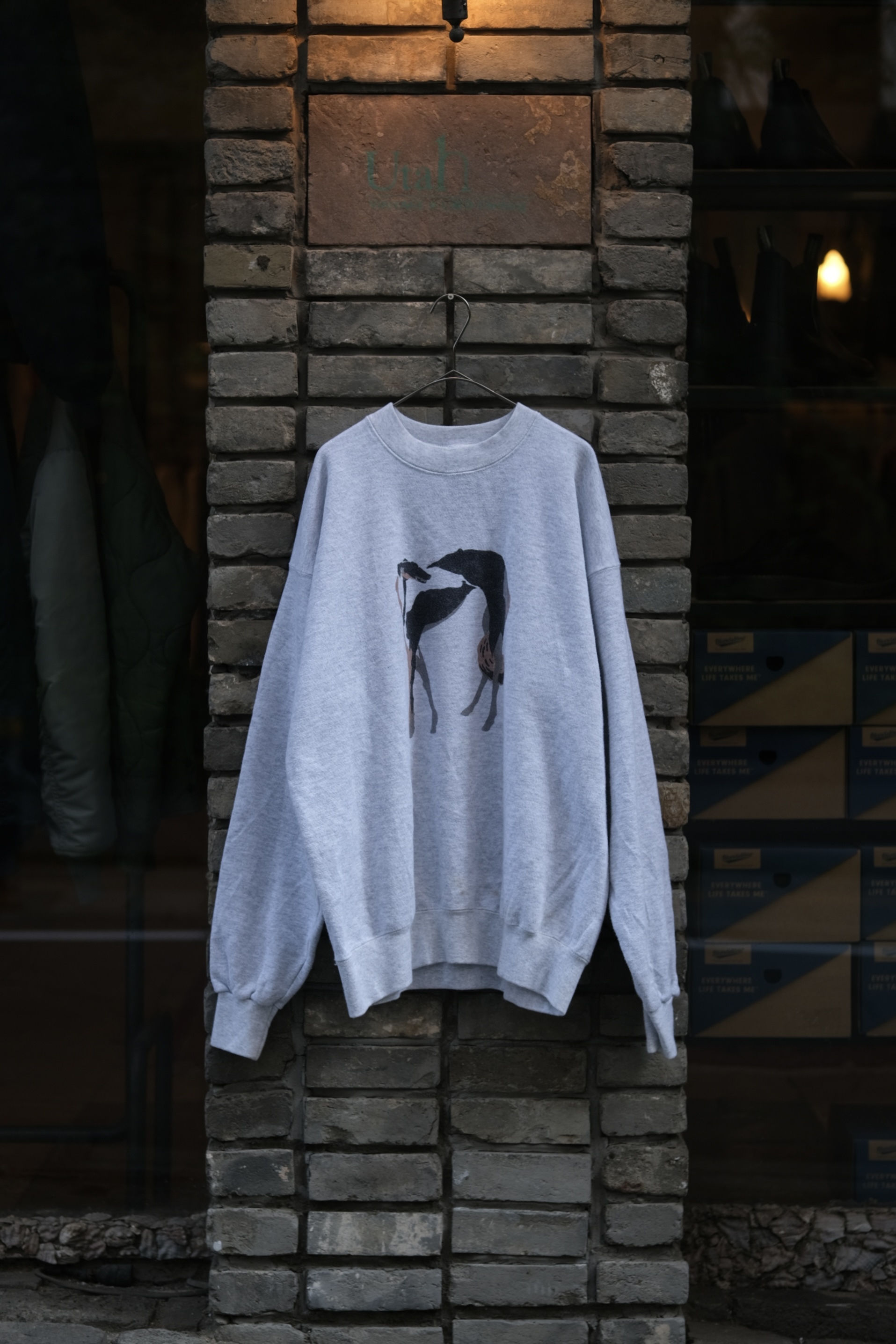 Utah/90's dog art print sweat/Borzoi/Made in USA