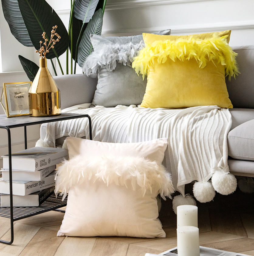 ふわふわ 羽根 ラグジュアリー クッションカバー インテリア 枕 まくらカバー ピローケース Romaryhome