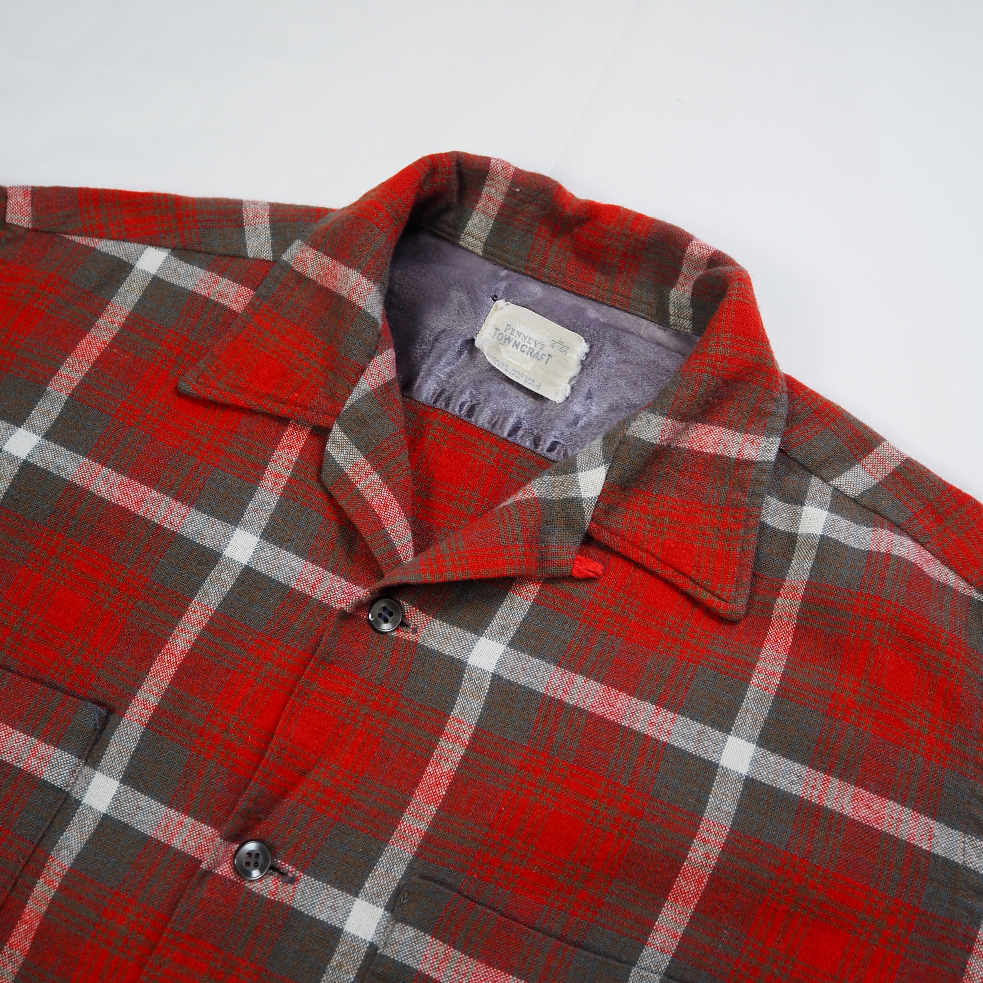 【9/23 20:00入荷】50's Towncraft ウールシャツ レッド×グレー の画像 5