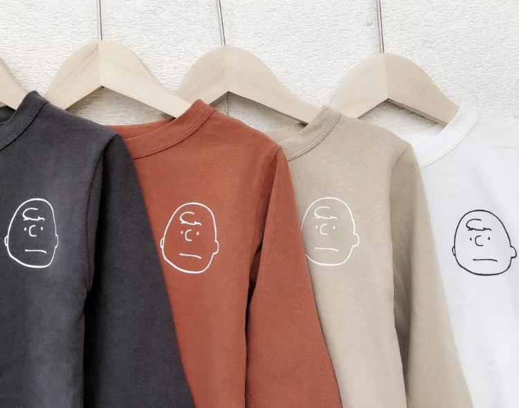 韓国子供服 キッズ チャーリーブラウンロングtシャツ Piglet19