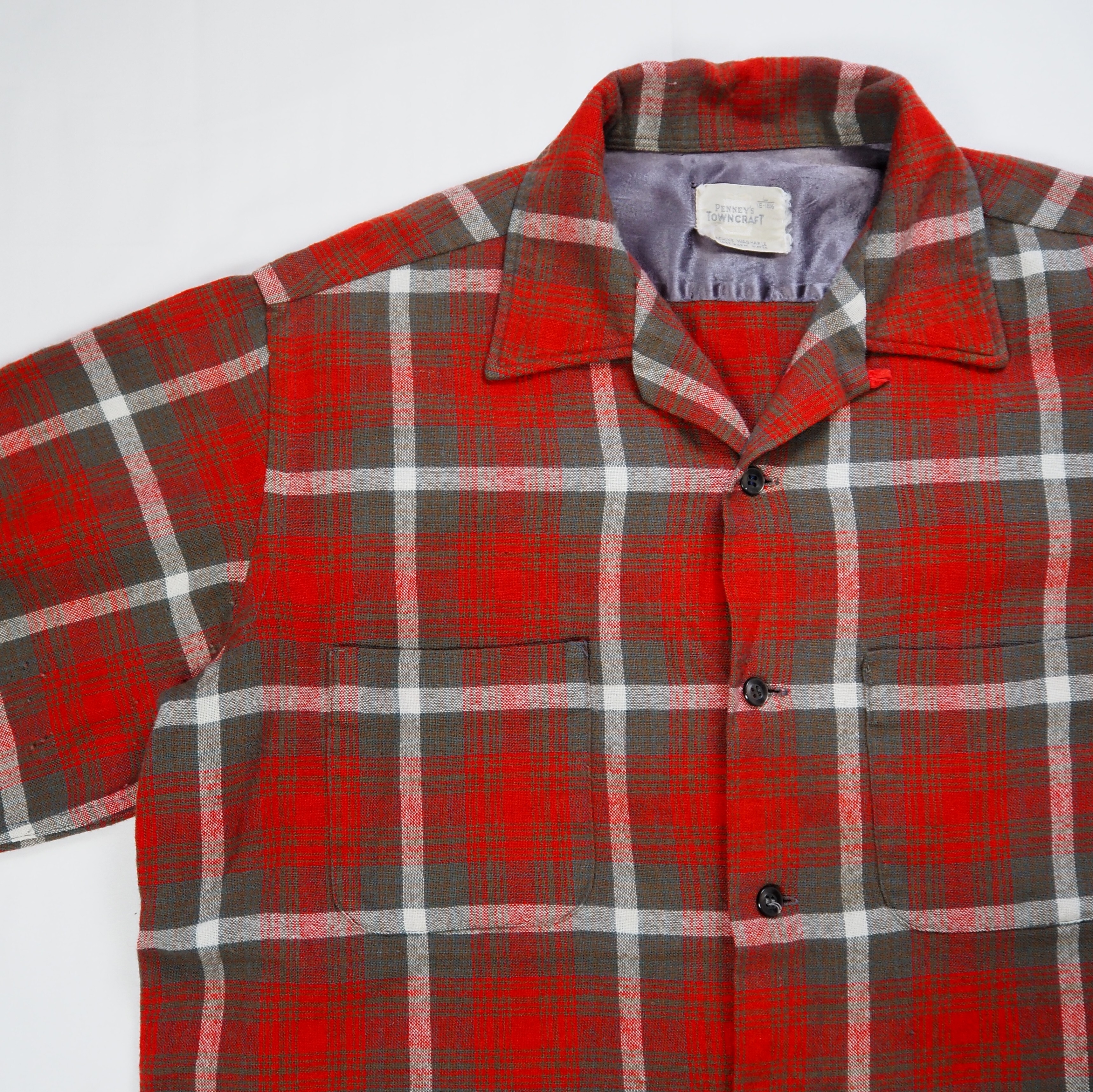 【9/23 20:00入荷】50's Towncraft ウールシャツ レッド×グレー の画像 3