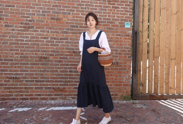 サロペット スカート ワンピース レディース 春 夏 秋 ロング ミモレ丈 Ol ママ 通勤服 通学服 デート 女子会 ママ会 リゾート 10代 代 30代 40代 50代 韓国の可愛いレディースアパレルのセレクトショップ Kilalion キラリオン