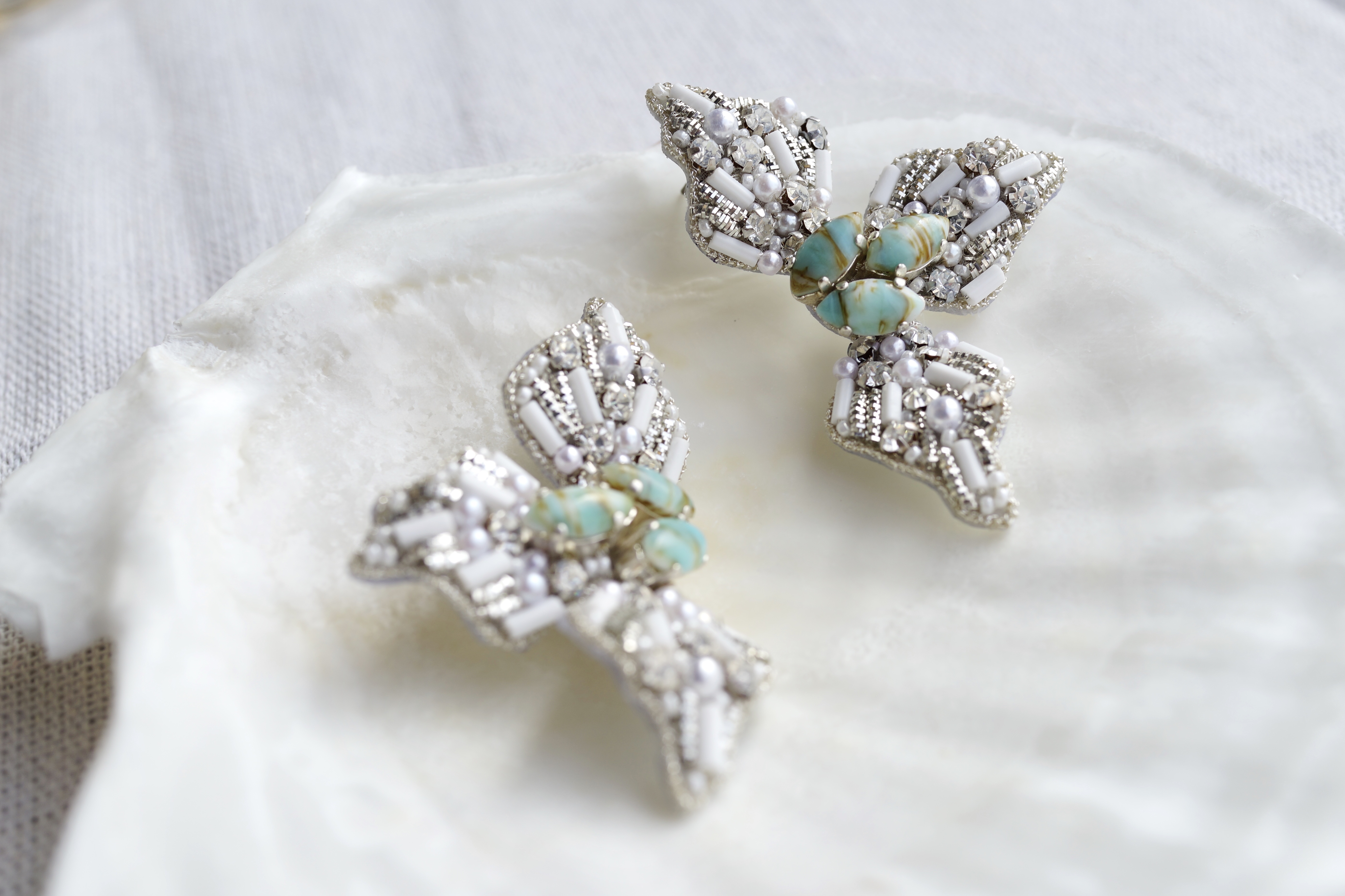 【刺繍ピアス】3petals flowers ✴︎ silver
