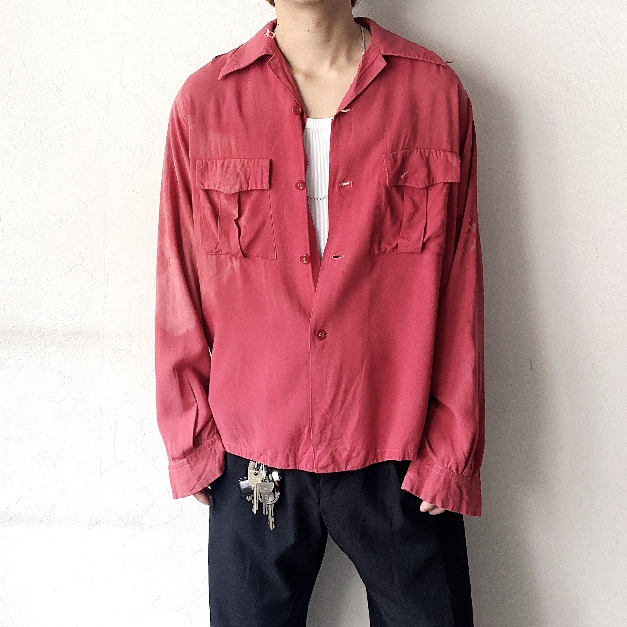 Vintage 50～60's【Brentwood】 Grunge Rayon Open Collar Shirt の画像 3