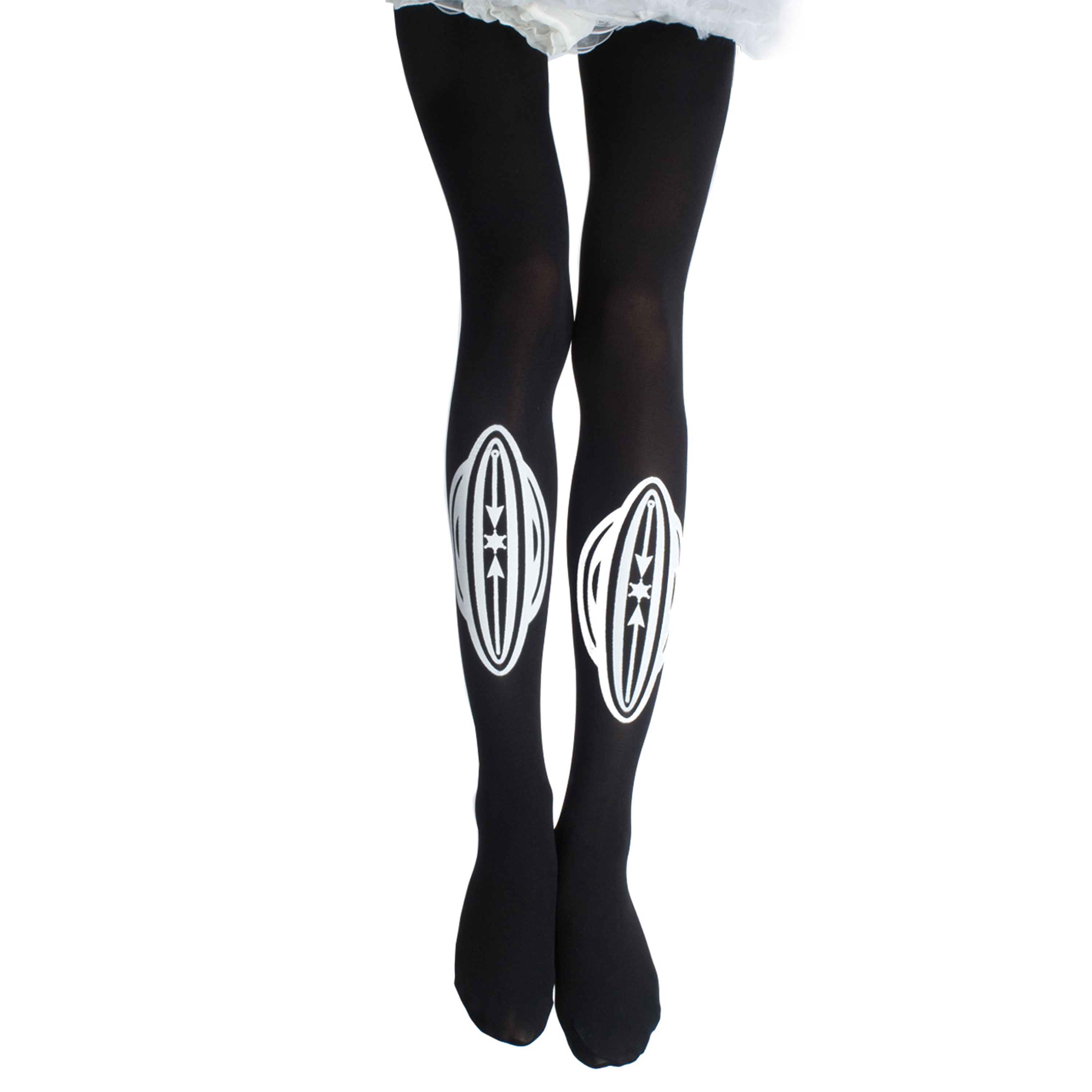 Upaborn Vaginaタイツ 黒 X 白プリント Kibonne Shop