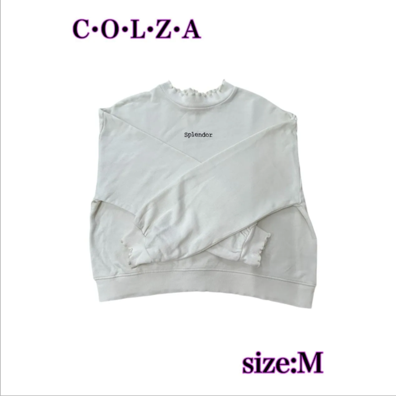 COLZA Splendor 白 スウェット 長袖 ロゴプリント レディース M