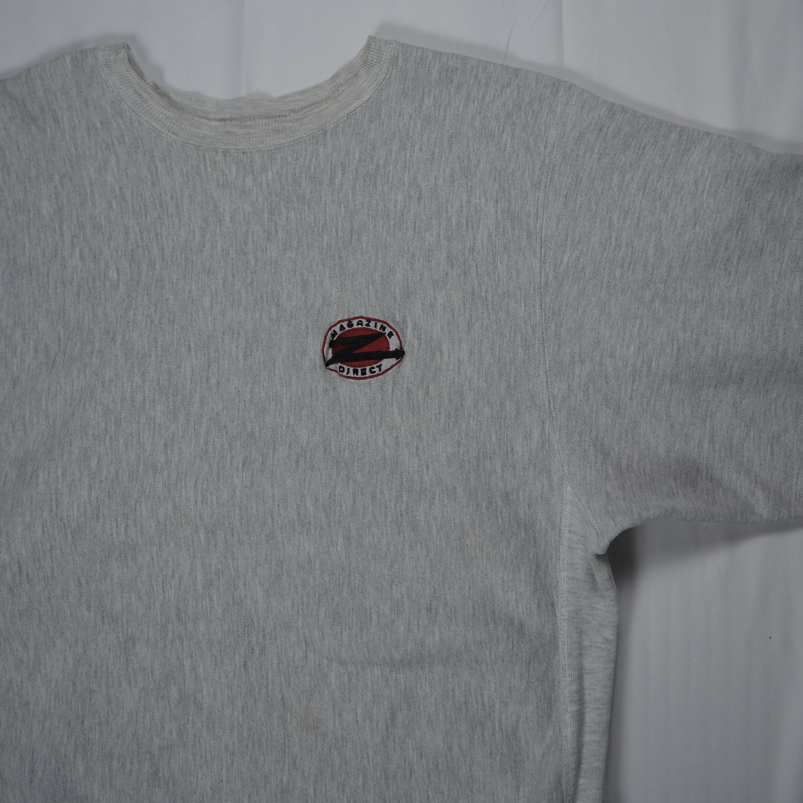 90’s Champion R.W. カラーネック グレー ワンポイント XL の画像 5