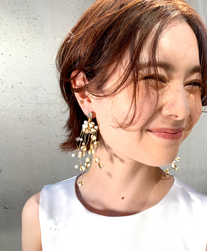 普段使いもok イヤリング ゴールド 結婚式 挙式 名古屋 前撮り 二次会 パーティーアクセ アクセサリー 花嫁アクセ商品番号 The Urban Blanche 覚王山