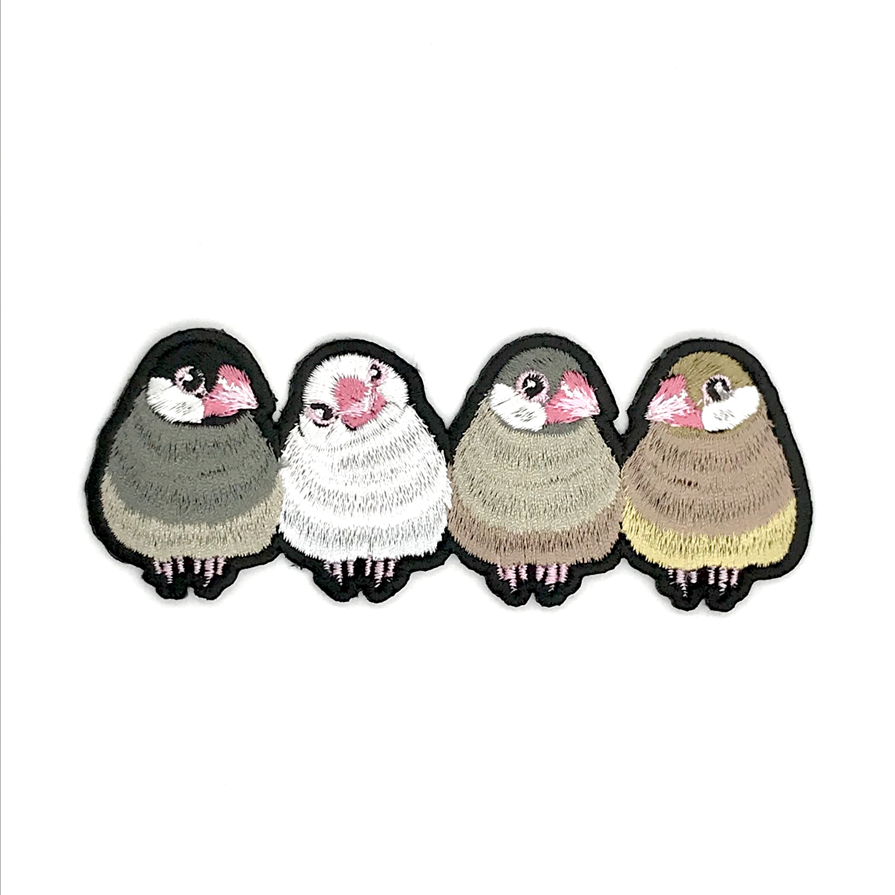 文鳥のつれづれ刺繍ワッペン アトリエリジッタ 文鳥のつれづれ刺繍ワッペン アトリエリジッタ